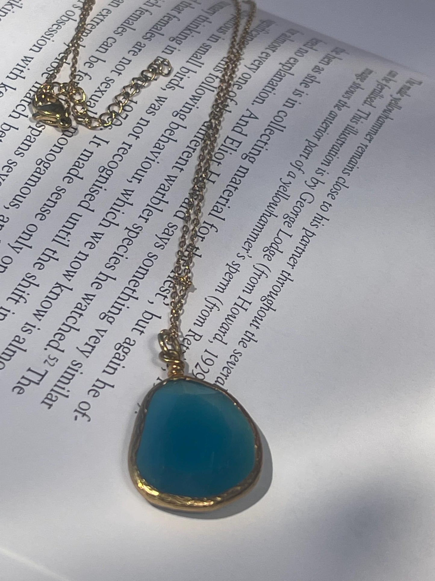 Stunning blue necklace on a recycled adjustable chain. Unusual and beautiful jewellery. Ethical, sustainable and eco friendly.