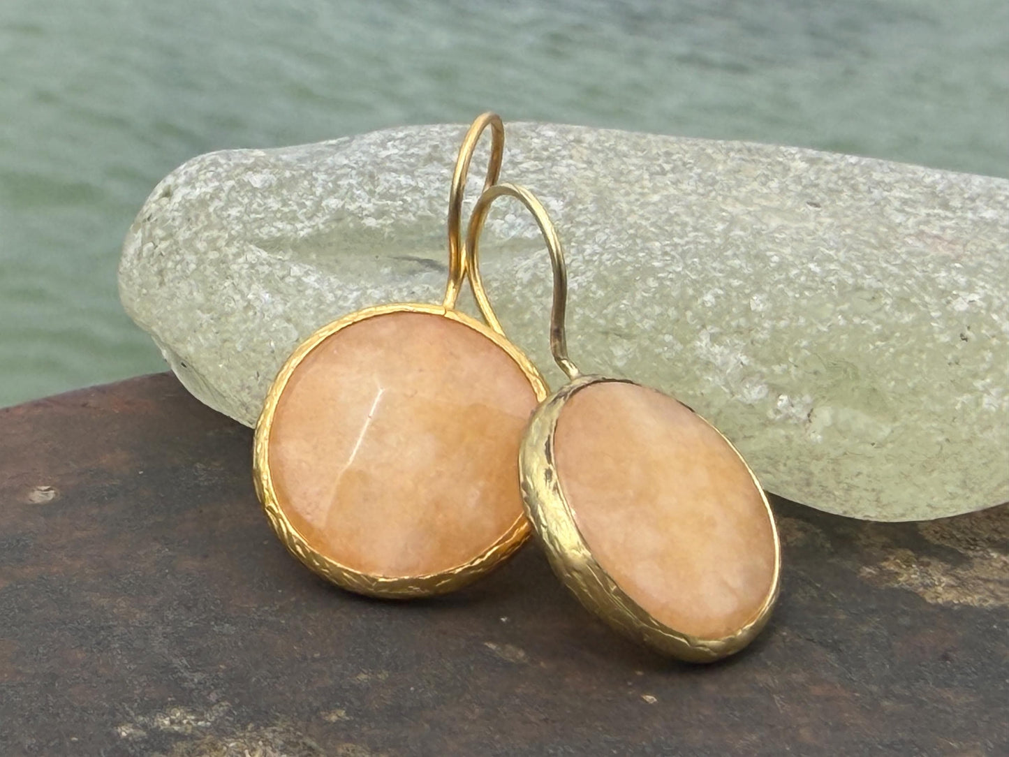 Gypsy jewellery, peach earrings, peach jewellery, ethical jewellery, gypsy earrings, romantic gifts, eco friendly jewellery. Unusual earring