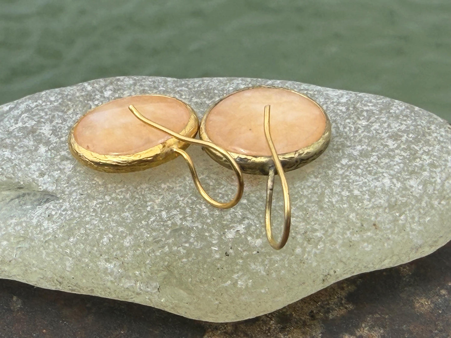 Gypsy jewellery, peach earrings, peach jewellery, ethical jewellery, gypsy earrings, romantic gifts, eco friendly jewellery. Unusual earring