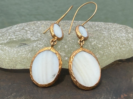 Gypsy jewellery, gold vintage earrings, white jewellery, ethical jewellery, gypsy earrings, romantic gifts, eco friendly jewellery