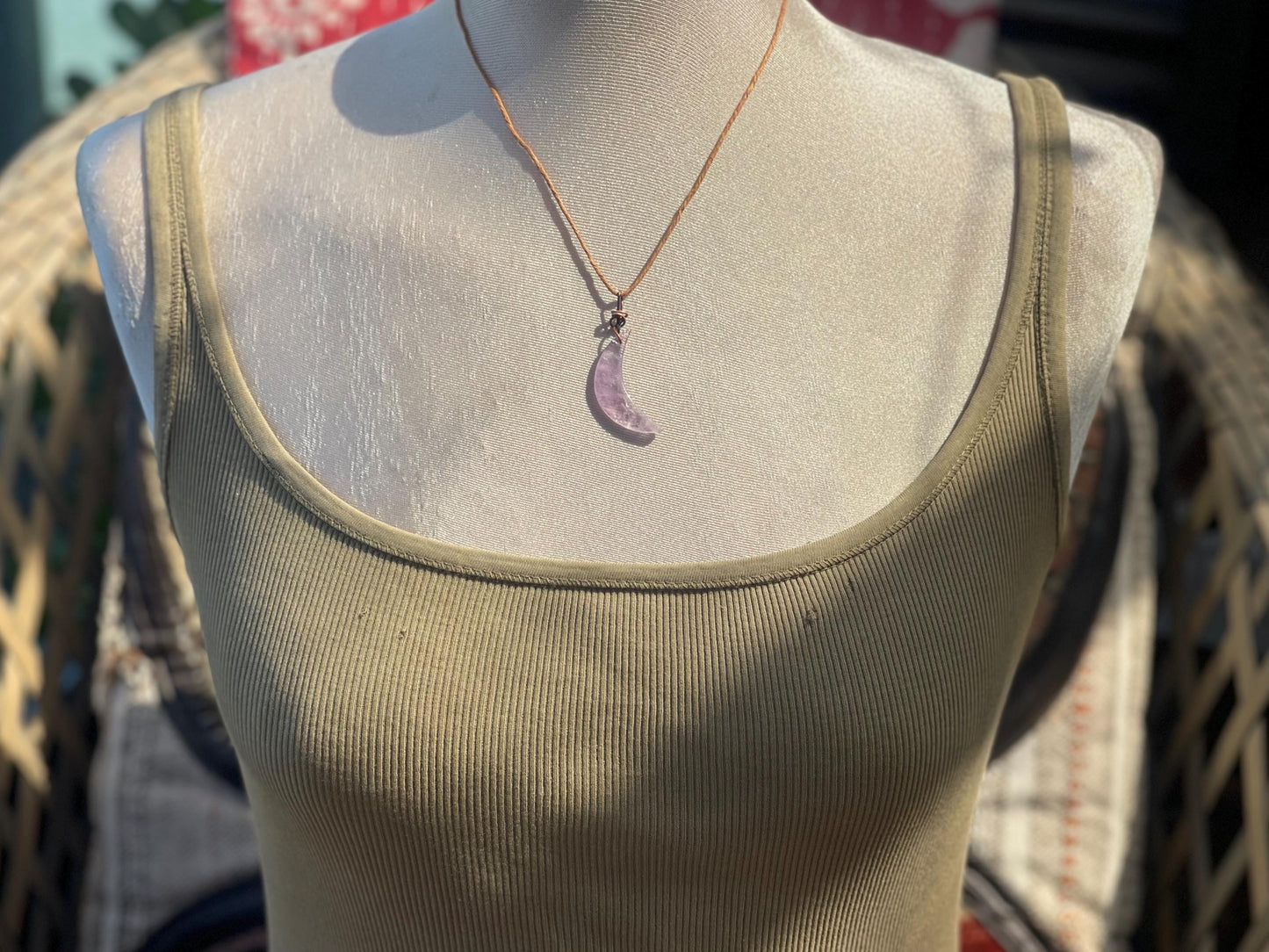Amethyst moon pendants, amethyst necklace, amethyst jewellery, moon necklaces, boho necklace, ethical jewellery. Eco friendly jewellery.