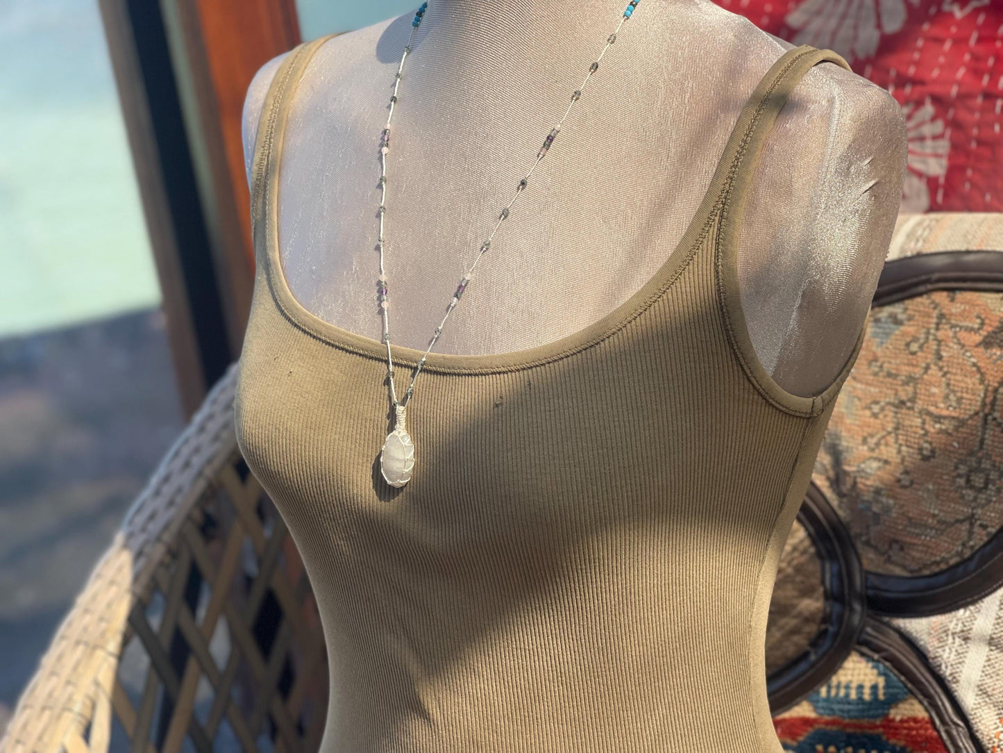 Stunning rainbow moonstone necklace, moonstone pendant, rainbow gemstone, Handmade gemstone necklace, boho gift for her. Macrame jewellery.