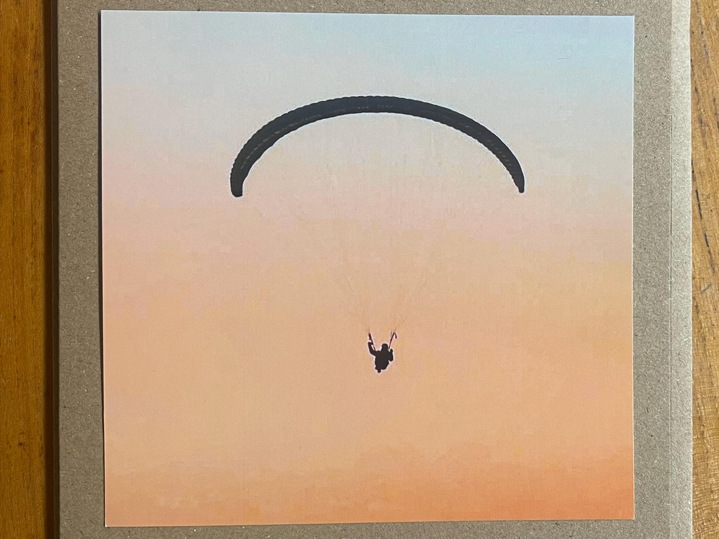 Sunset paragliding photo card. Handmade card, recycled card, birthday card, eco friendly cards, eco card, recycled card. Gift for paraglider