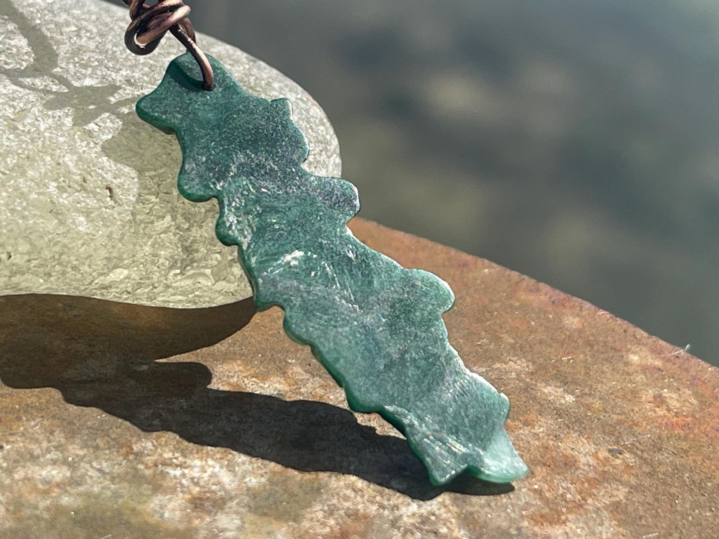 Carved jade necklace. Jade pendant. Unusual green gemstone necklace. Boho jewellery. Handmade jade jewellery.