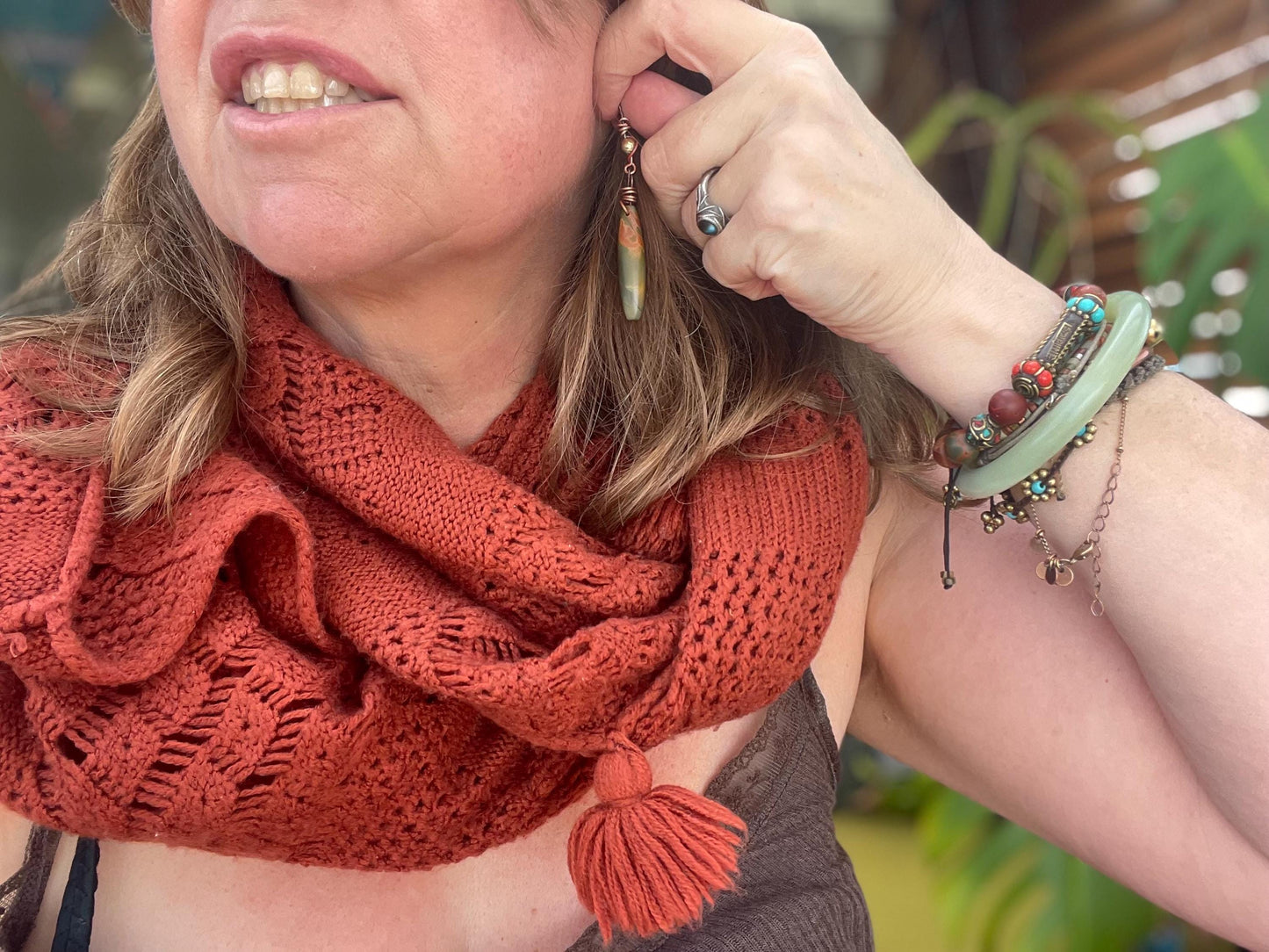 Picasso jasper gemstone earrings. Ethical jewellery, orange gemstone earrings. Stunning unique jewellery. Eco friendly unique earrings.