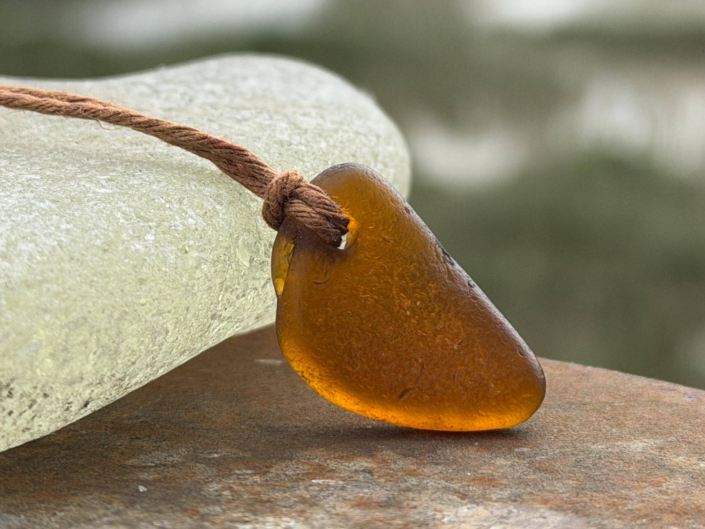 Unisex Cornish sea glass necklace, surf necklace, hippy necklace, gift for him, gift for her, recycled necklace, eco friendly necklace, boho