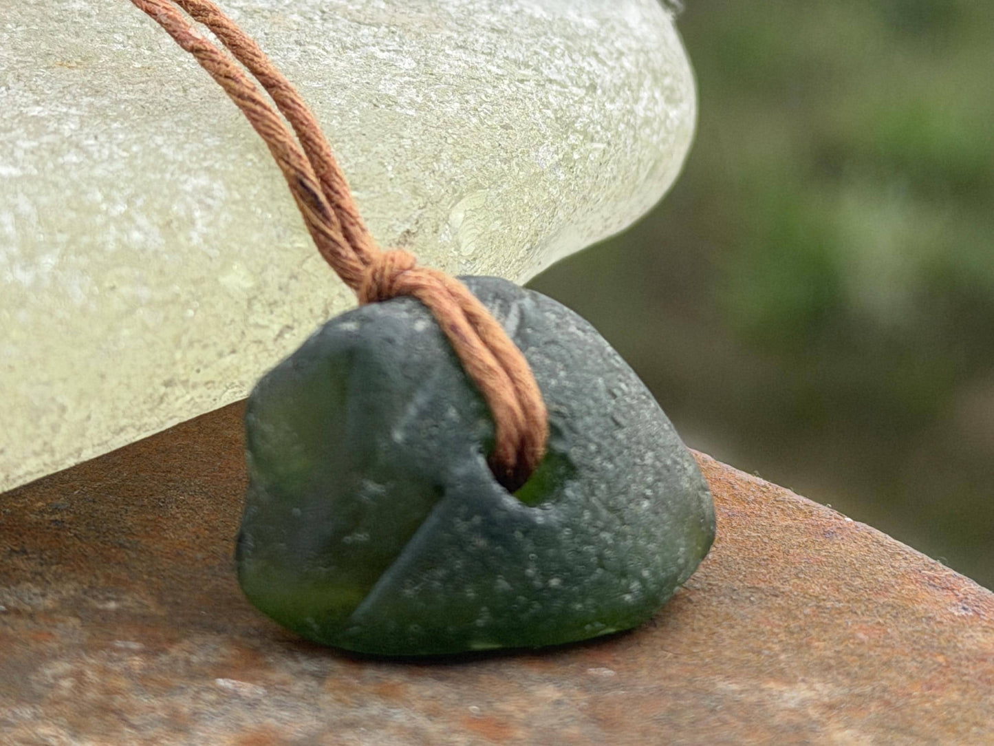 Unisex Cornish sea glass necklace, surf necklace, hippy necklace, gift for him, gift for her, recycled necklace, eco friendly necklace, boho