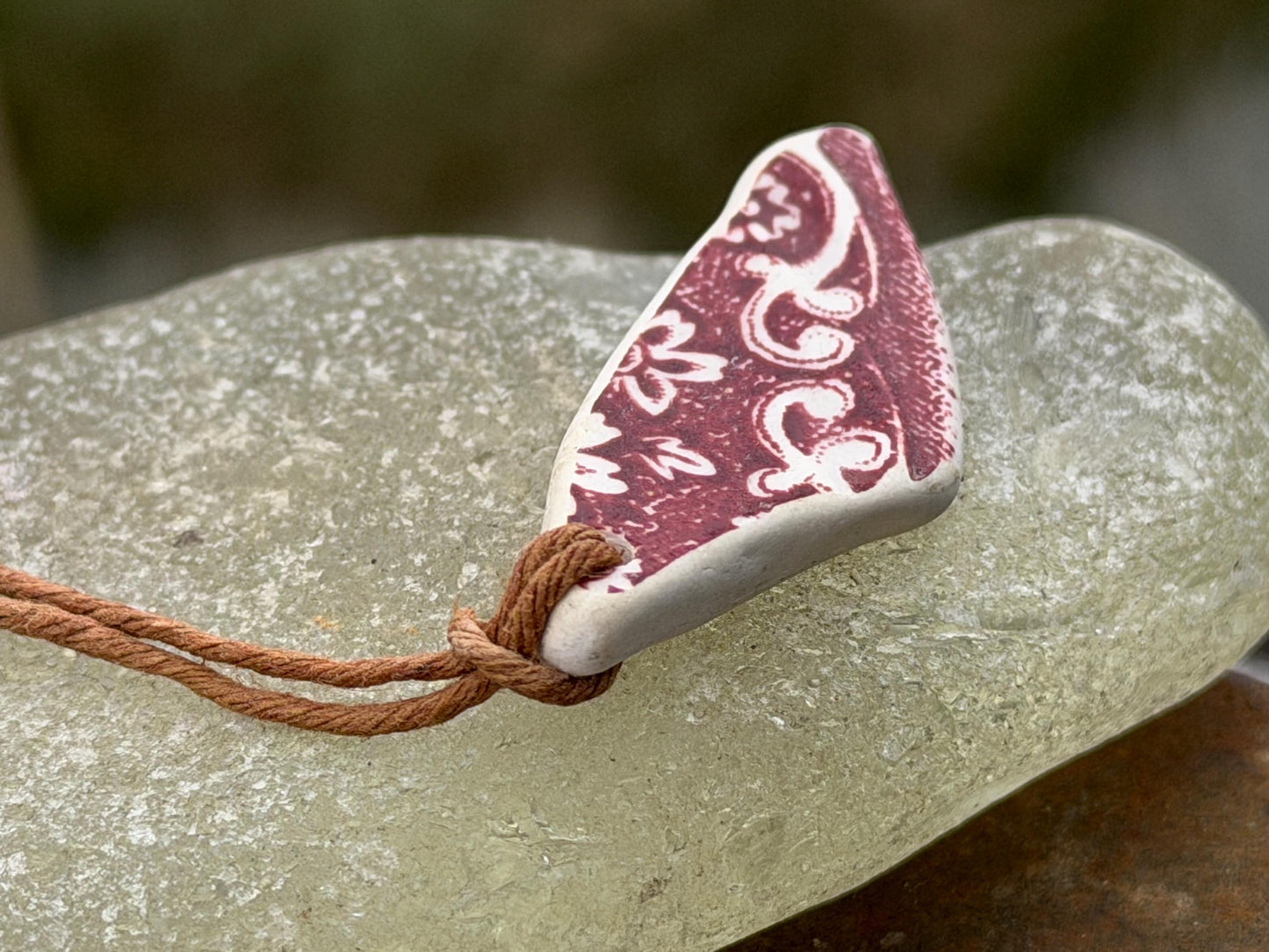 Eco friendly necklace, pink ceramic necklace, eco friendly gift for her. Ethical jewellery, boho gift for ocean lover. Boho beach jewellery