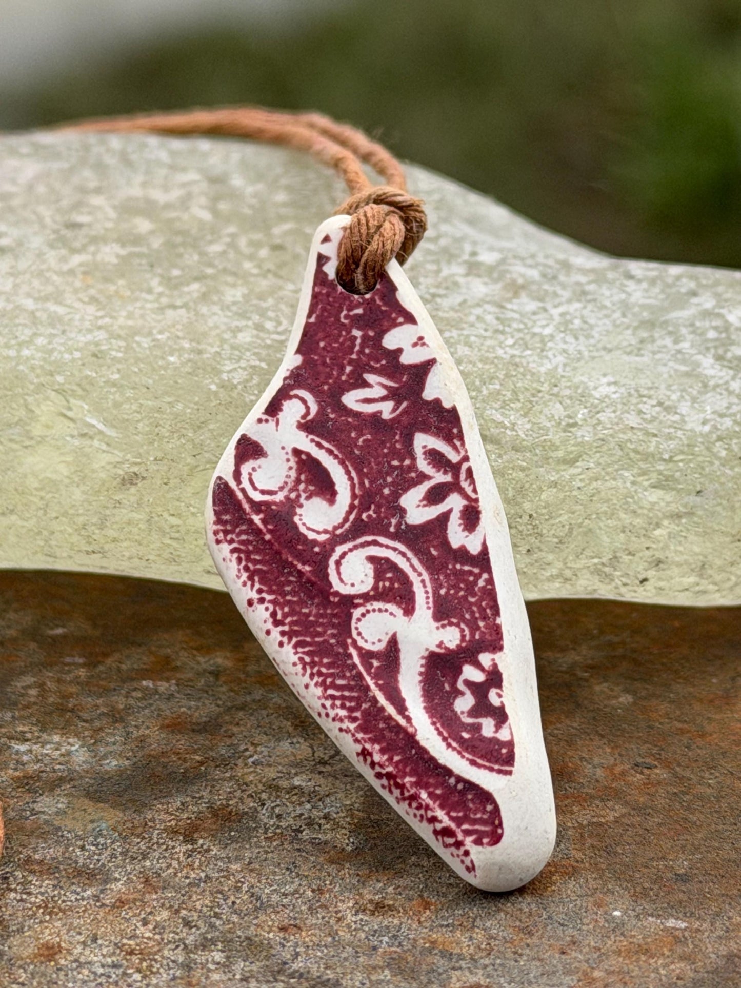 Eco friendly necklace, pink ceramic necklace, eco friendly gift for her. Ethical jewellery, boho gift for ocean lover. Boho beach jewellery