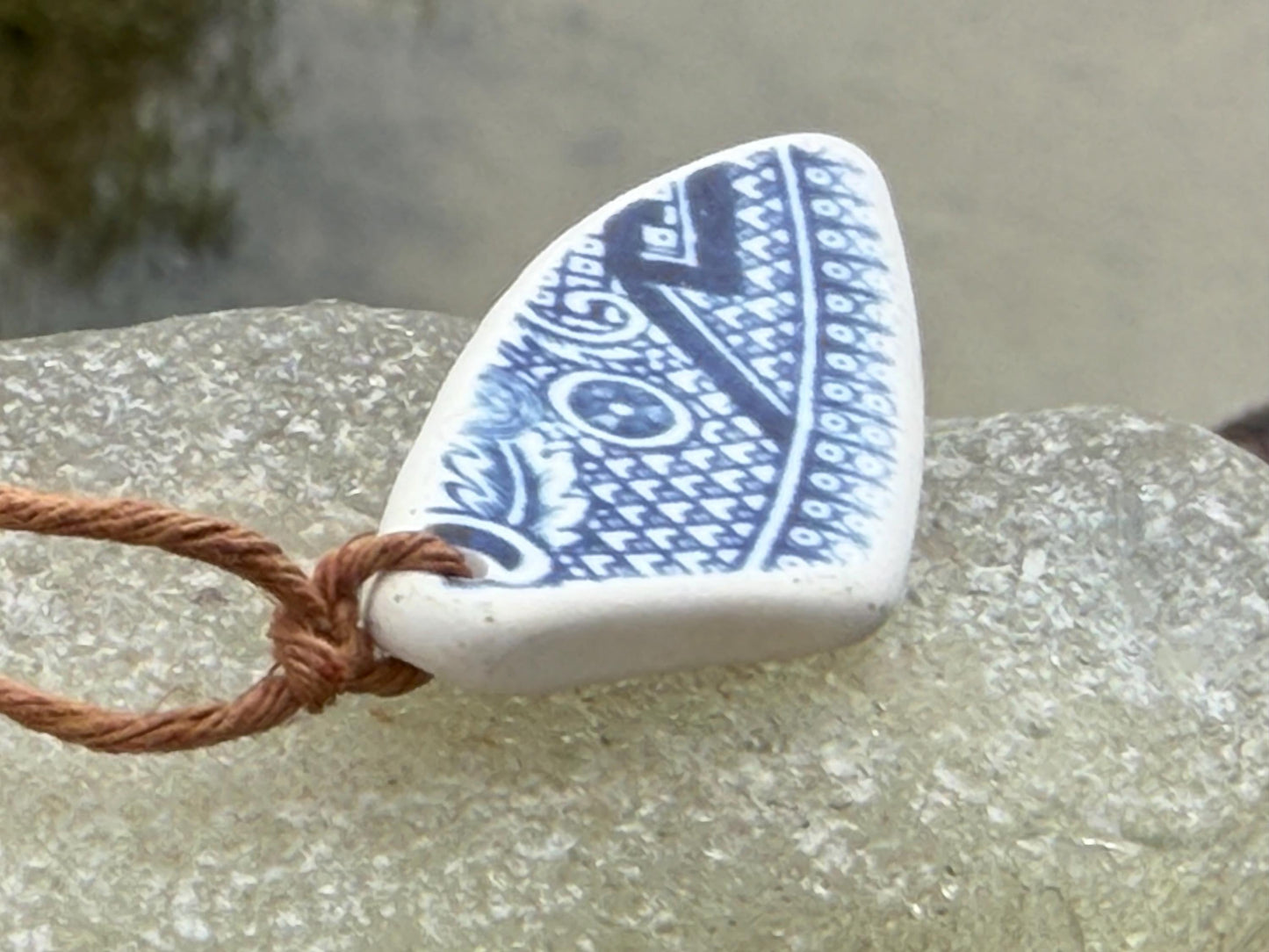 Eco friendly necklace, blue ceramic necklace, eco friendly gift for her. Ethical jewellery, boho gift for ocean lover. Boho beach jewellery