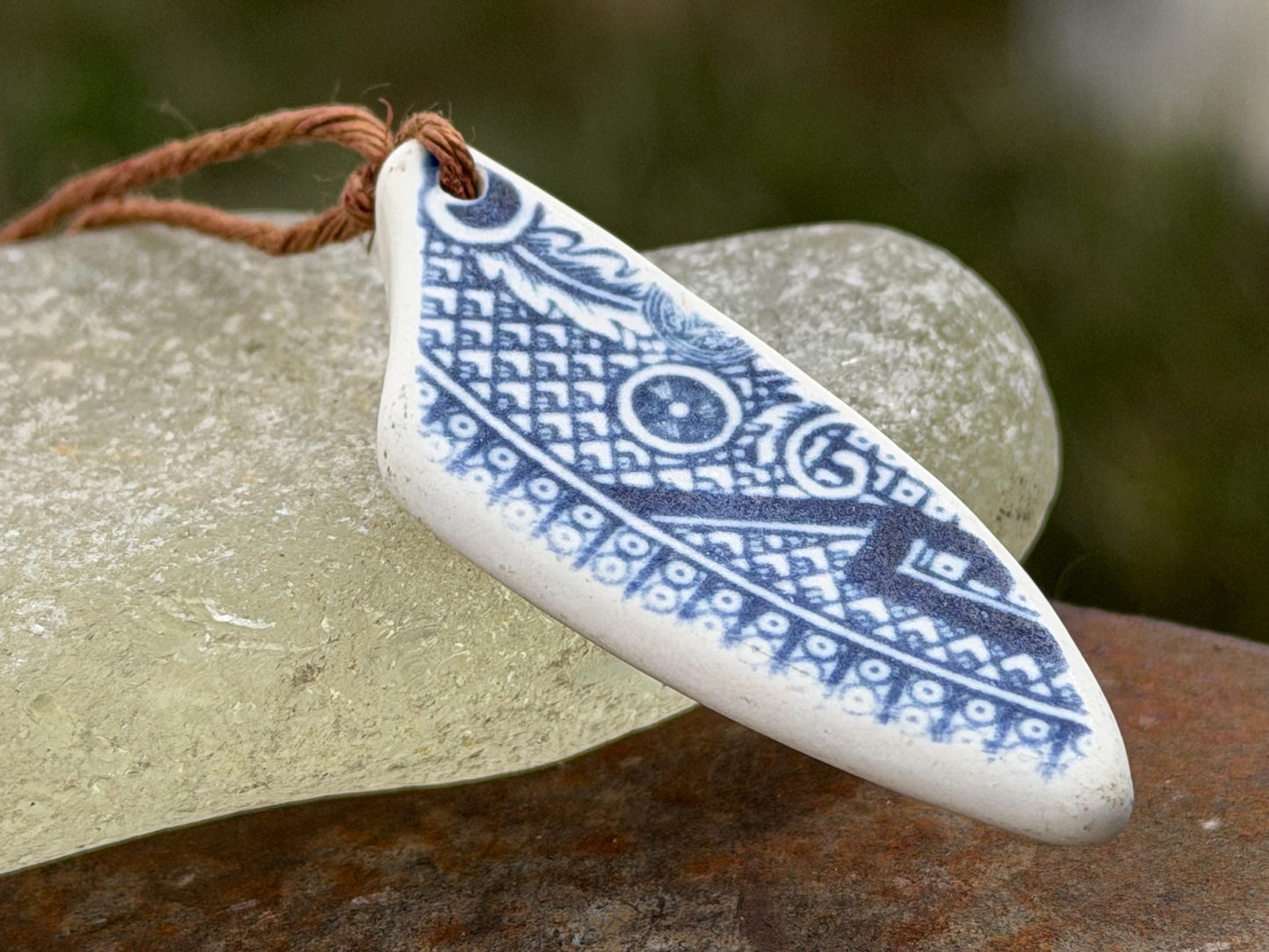 Eco friendly necklace, blue ceramic necklace, eco friendly gift for her. Ethical jewellery, boho gift for ocean lover. Boho beach jewellery