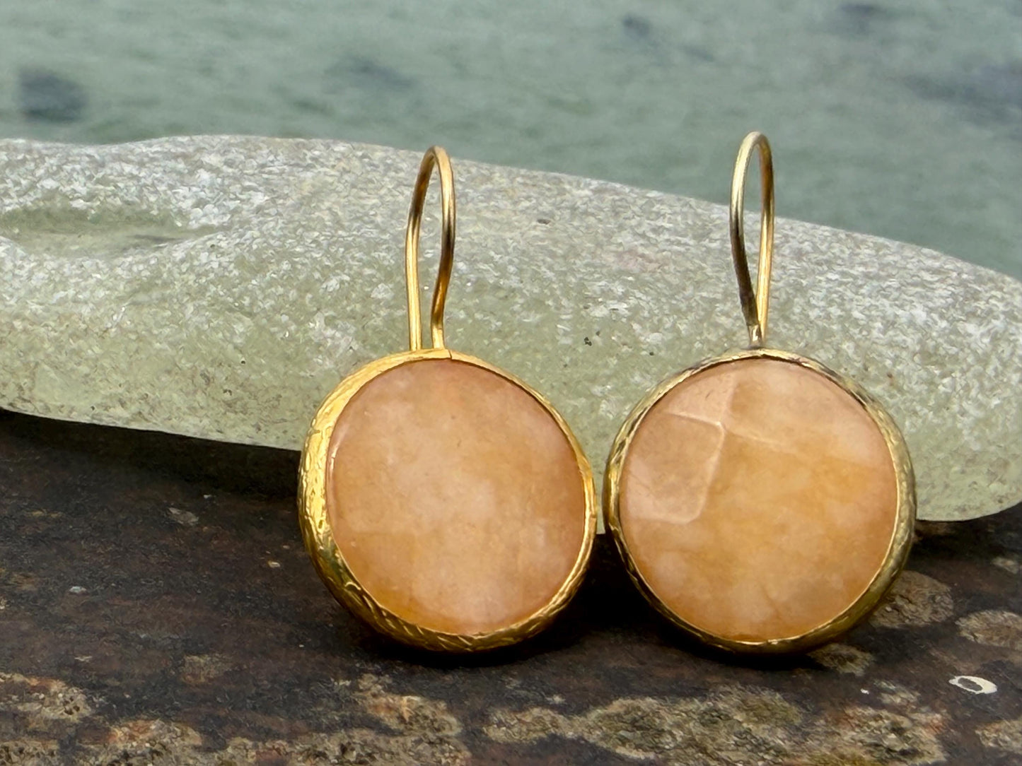 Gypsy jewellery, peach earrings, peach jewellery, ethical jewellery, gypsy earrings, romantic gifts, eco friendly jewellery. Unusual earring
