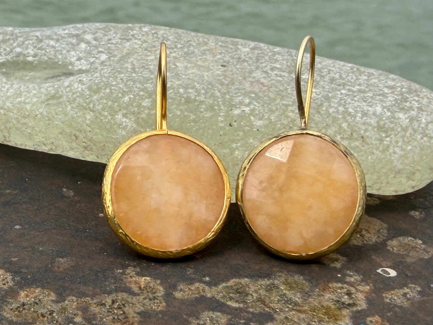 Gypsy jewellery, peach earrings, peach jewellery, ethical jewellery, gypsy earrings, romantic gifts, eco friendly jewellery. Unusual earring
