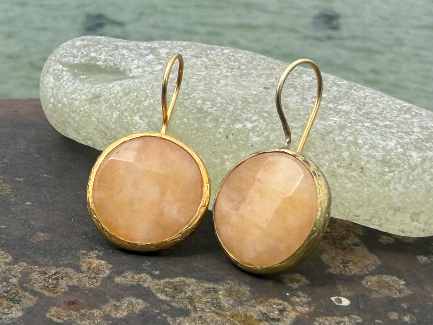 Gypsy jewellery, peach earrings, peach jewellery, ethical jewellery, gypsy earrings, romantic gifts, eco friendly jewellery. Unusual earring