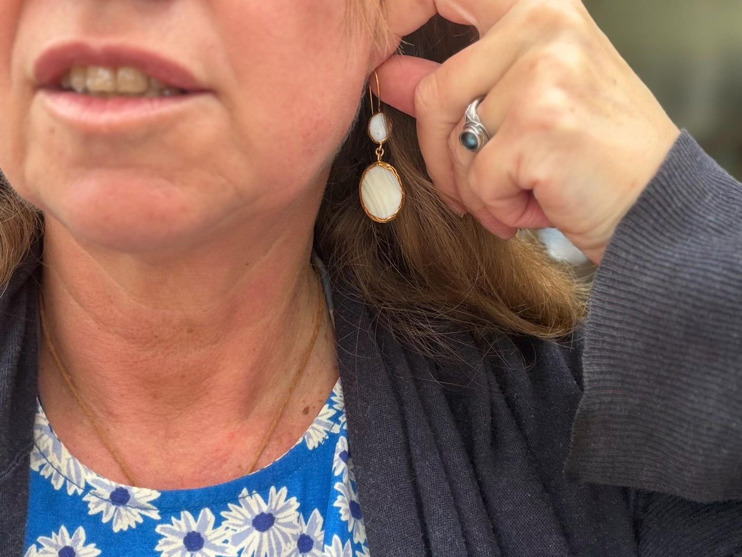 Gypsy jewellery, gold vintage earrings, white jewellery, ethical jewellery, gypsy earrings, romantic gifts, eco friendly jewellery
