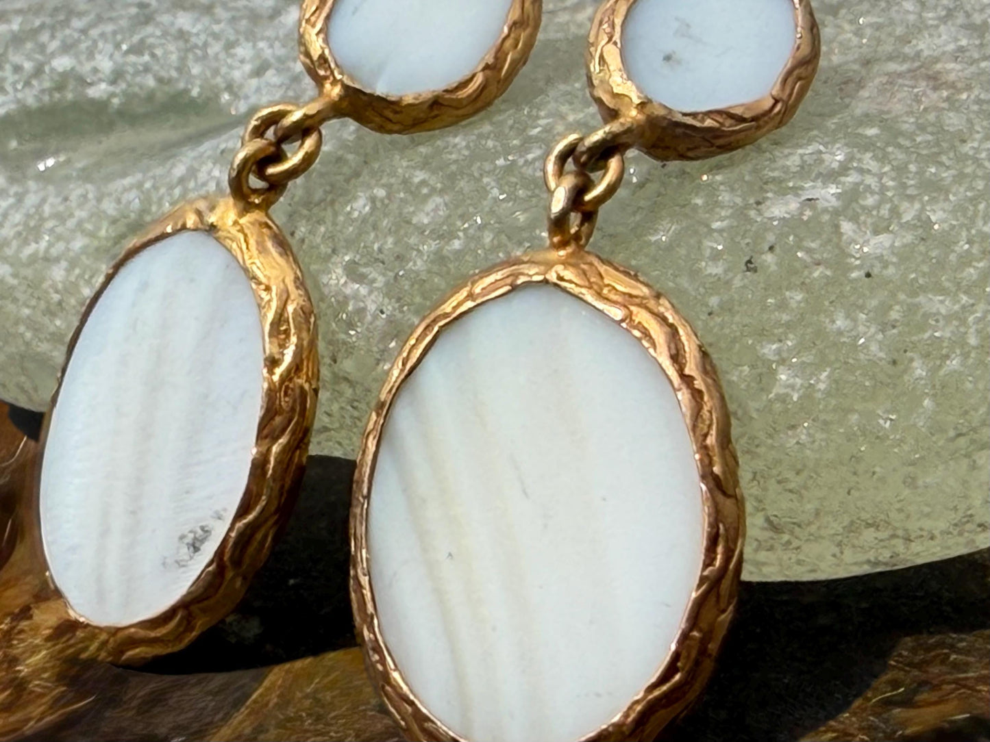 Gypsy jewellery, gold vintage earrings, white jewellery, ethical jewellery, gypsy earrings, romantic gifts, eco friendly jewellery