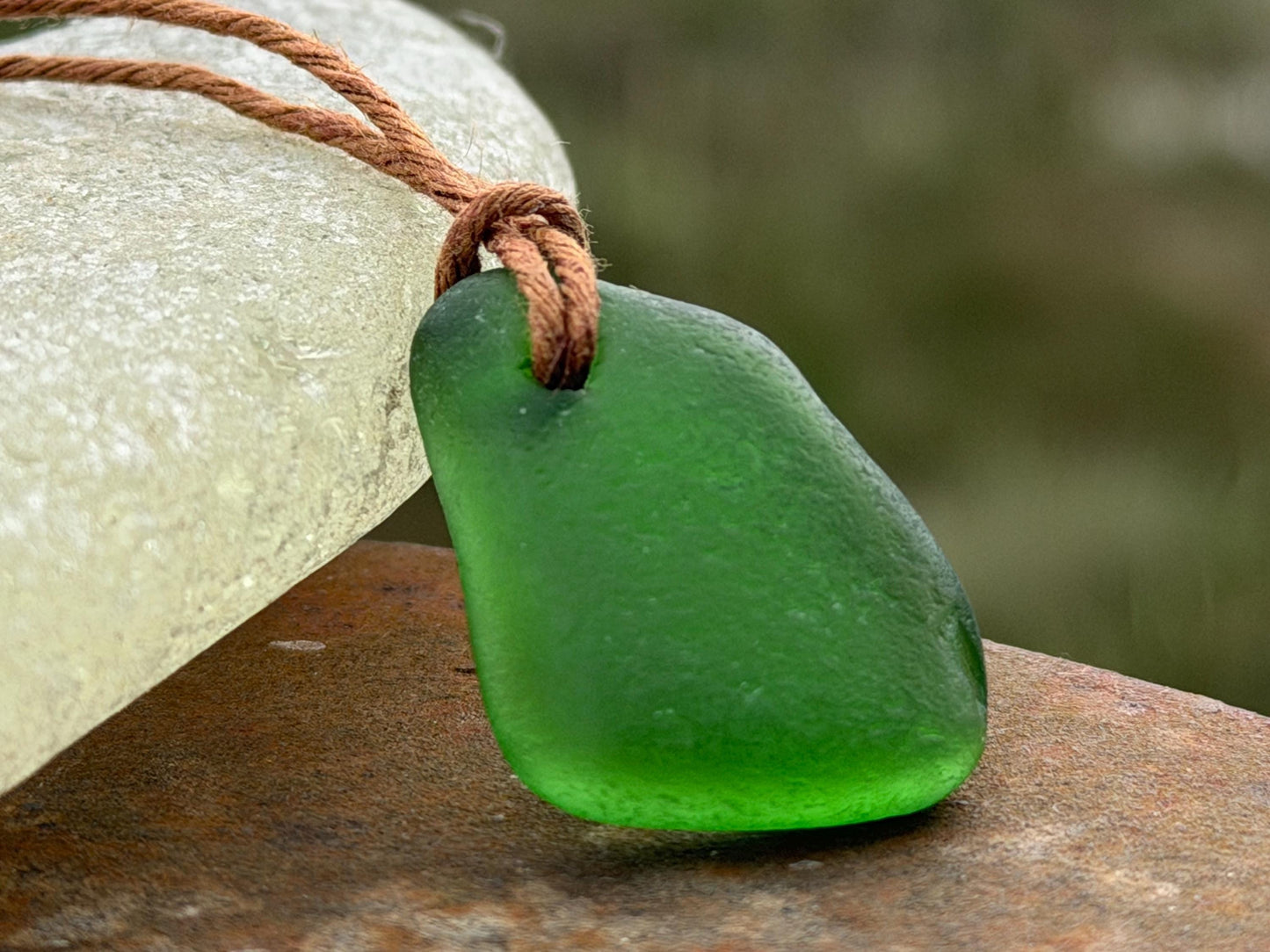 Unisex Cornish sea glass necklace, surf necklace, hippy necklace, gift for him, gift for her, recycled necklace, eco friendly necklace, boho