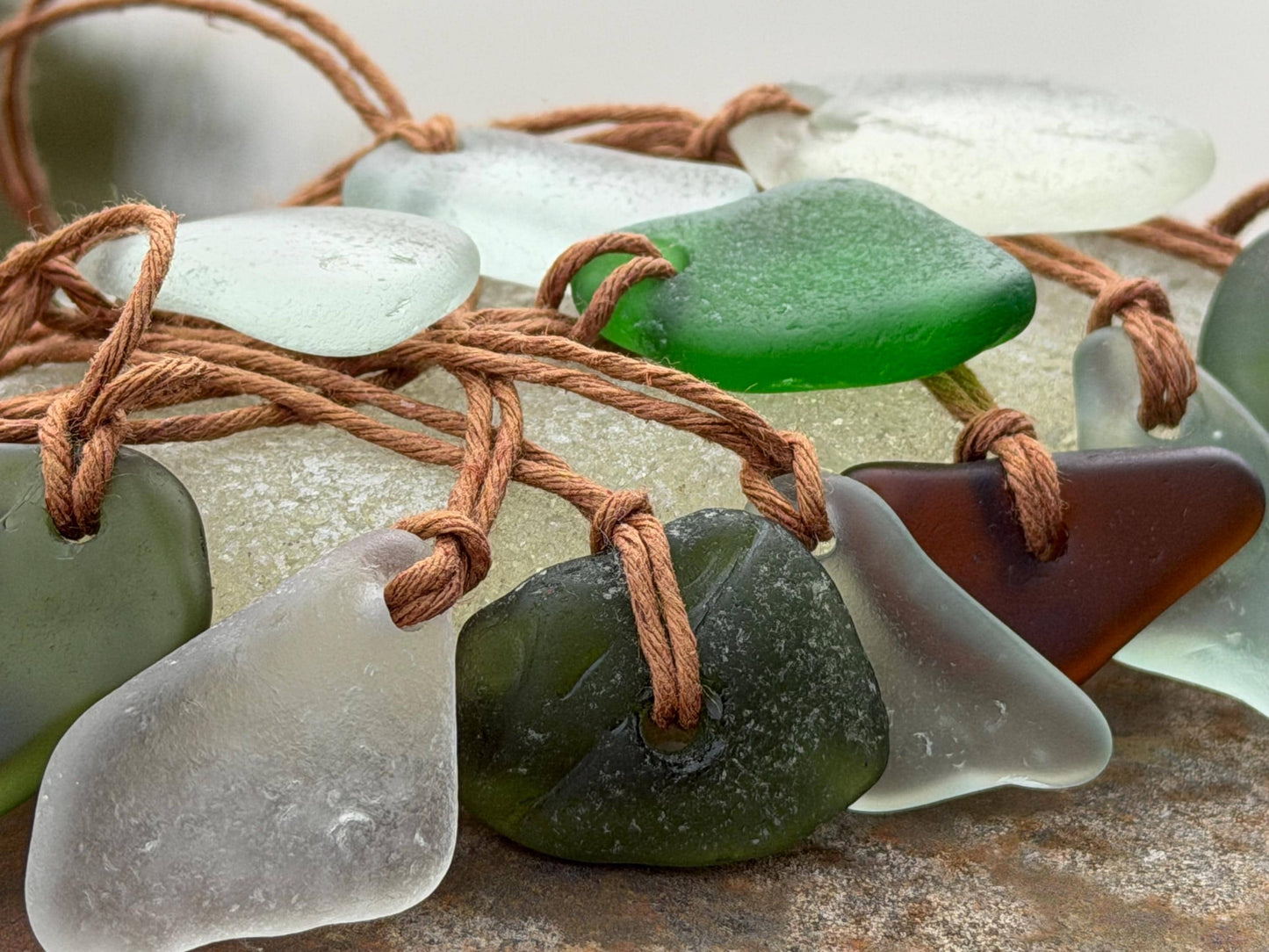 Unisex Cornish sea glass necklace, surf necklace, hippy necklace, gift for him, gift for her, recycled necklace, eco friendly necklace, boho