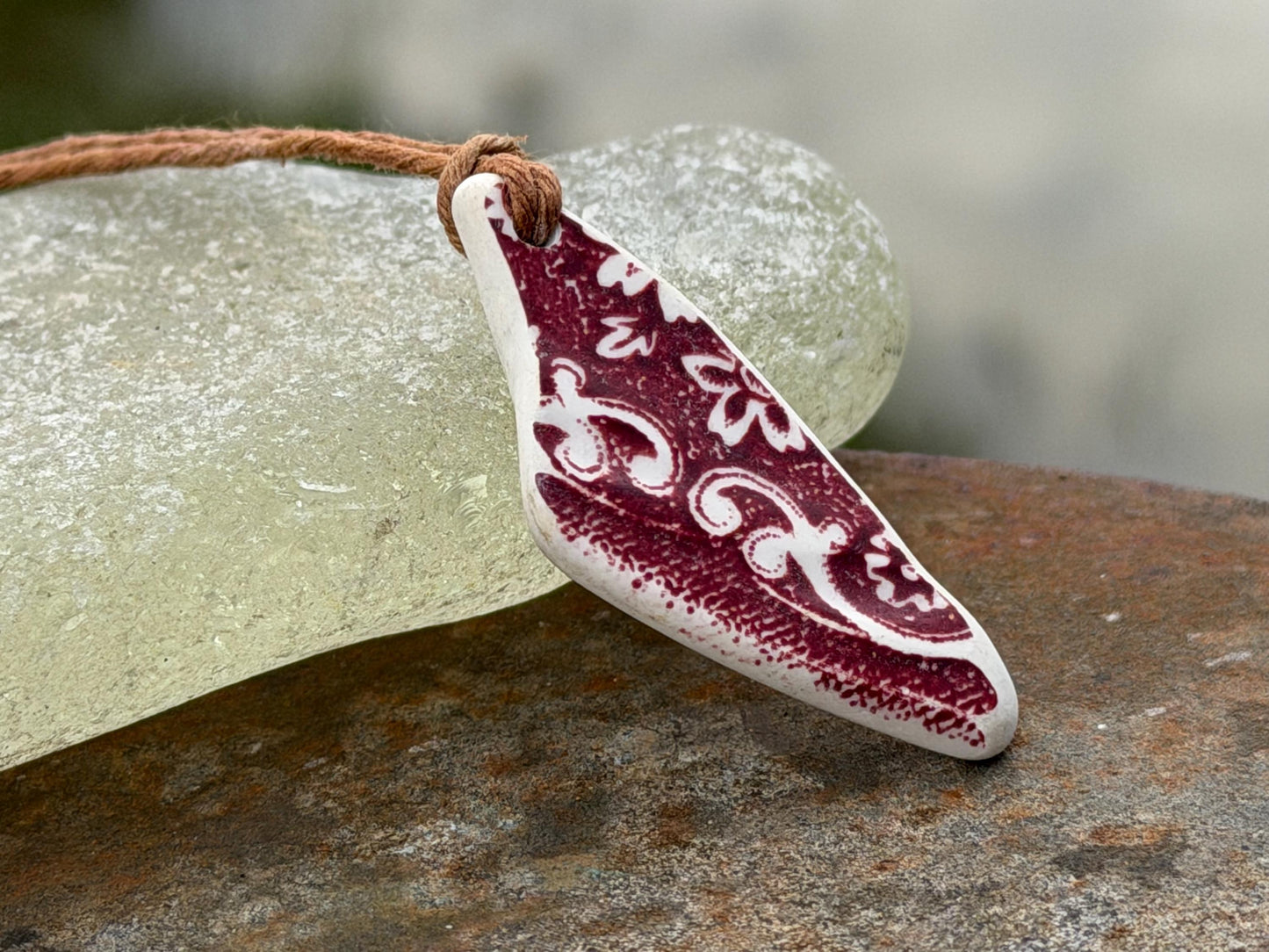 Eco friendly necklace, pink ceramic necklace, eco friendly gift for her. Ethical jewellery, boho gift for ocean lover. Boho beach jewellery