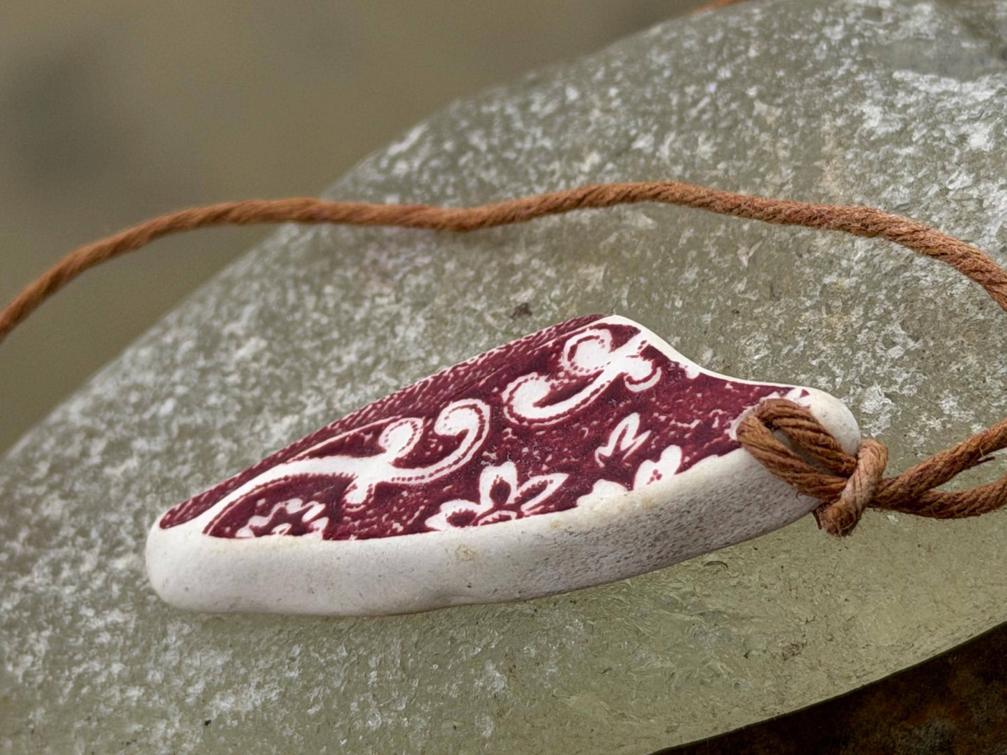 Eco friendly necklace, pink ceramic necklace, eco friendly gift for her. Ethical jewellery, boho gift for ocean lover. Boho beach jewellery