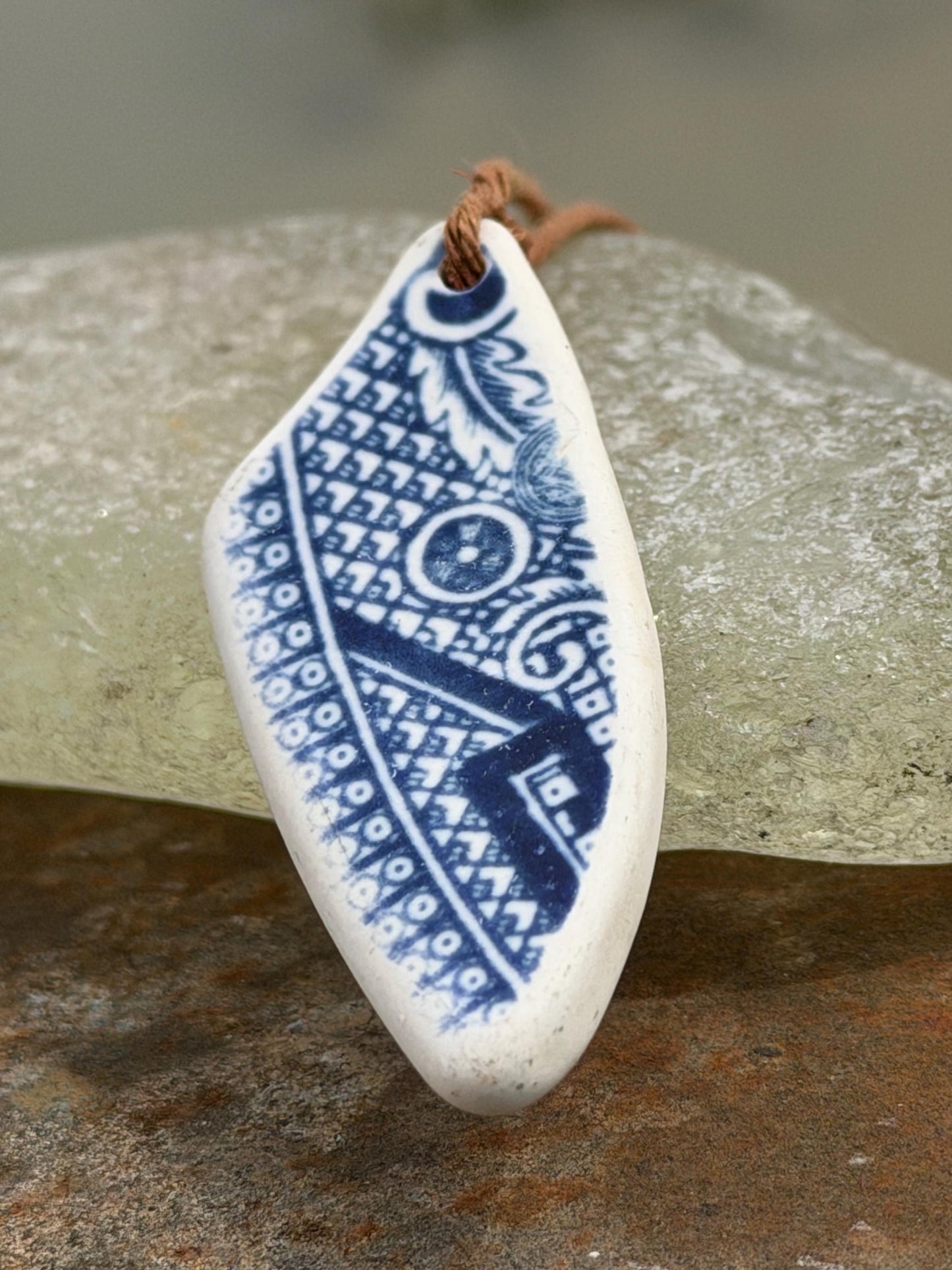 Eco friendly necklace, blue ceramic necklace, eco friendly gift for her. Ethical jewellery, boho gift for ocean lover. Boho beach jewellery