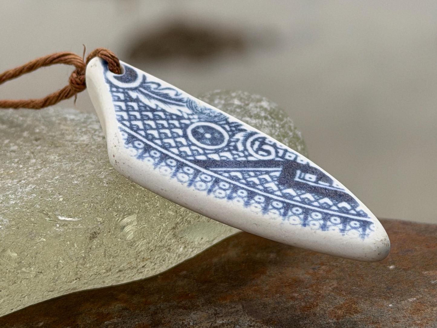 Eco friendly necklace, blue ceramic necklace, eco friendly gift for her. Ethical jewellery, boho gift for ocean lover. Boho beach jewellery