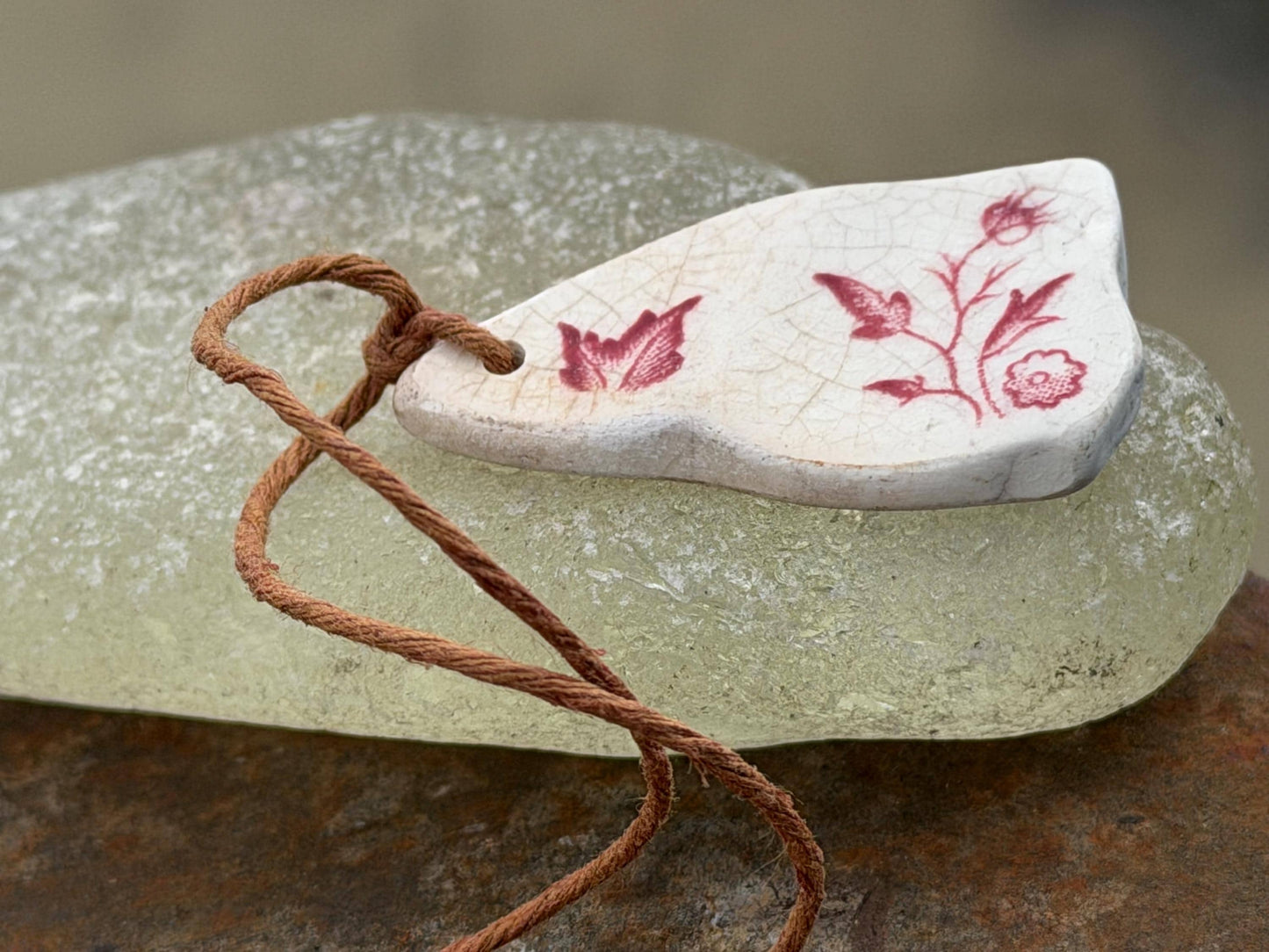 Eco friendly necklace, pink ceramic necklace, eco friendly gift for her. Ethical jewellery, boho gift for ocean lover. Boho beach jewellery
