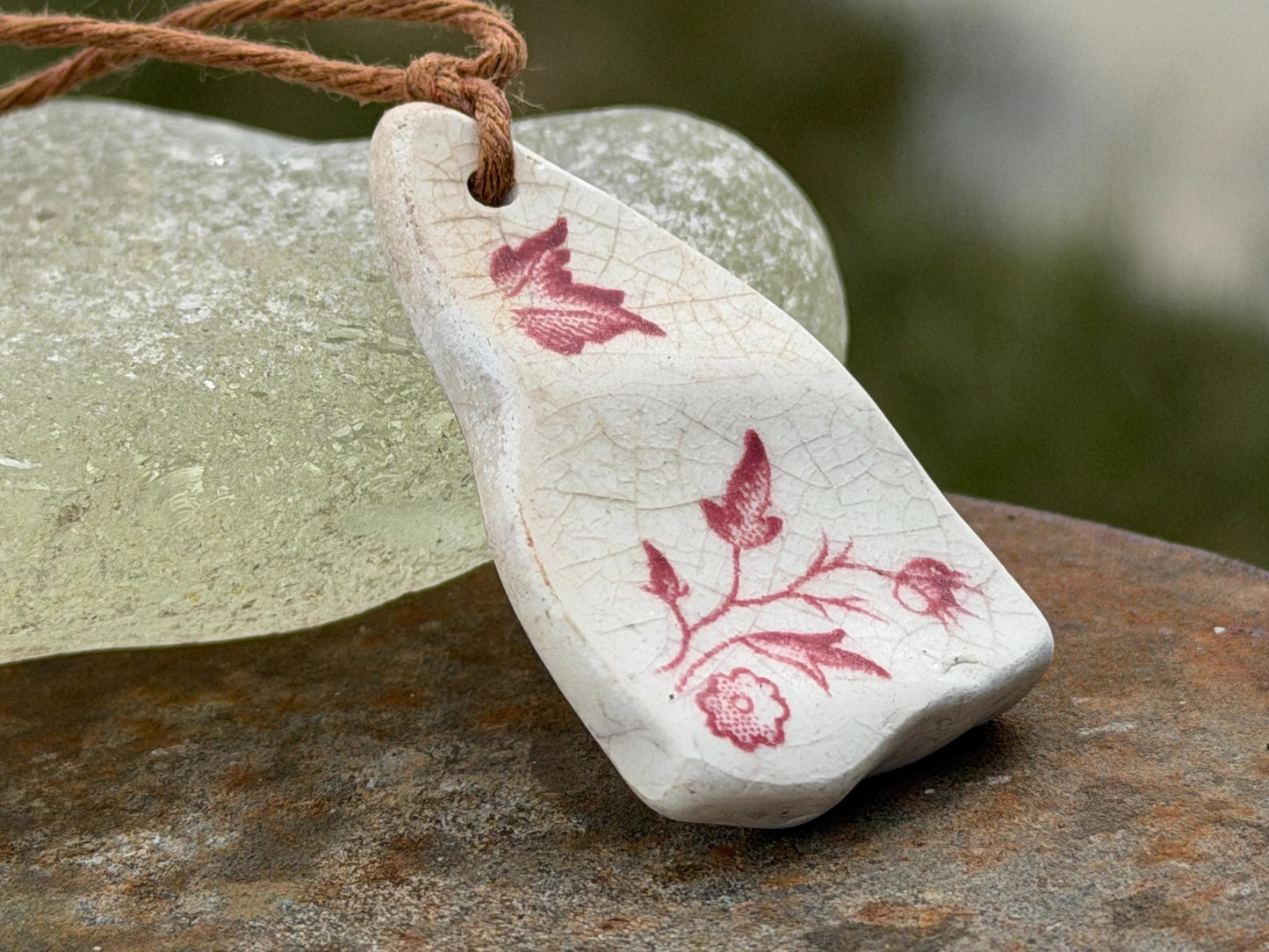 Eco friendly necklace, pink ceramic necklace, eco friendly gift for her. Ethical jewellery, boho gift for ocean lover. Boho beach jewellery