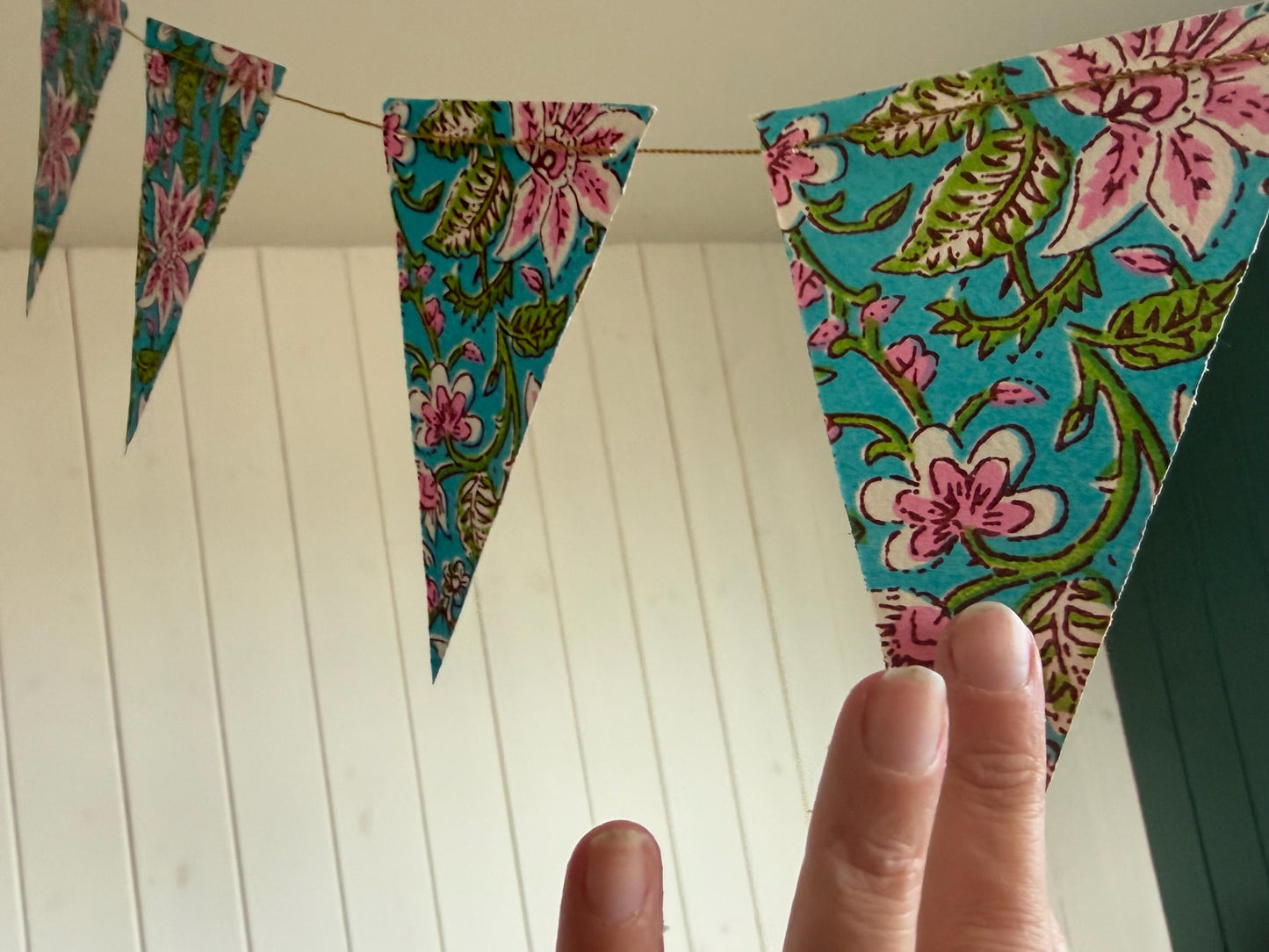 Recycled bunting for the home, parties and weddings. Eco friendly bunting. Handmade party decorations. Flower bunting. Pretty party decor