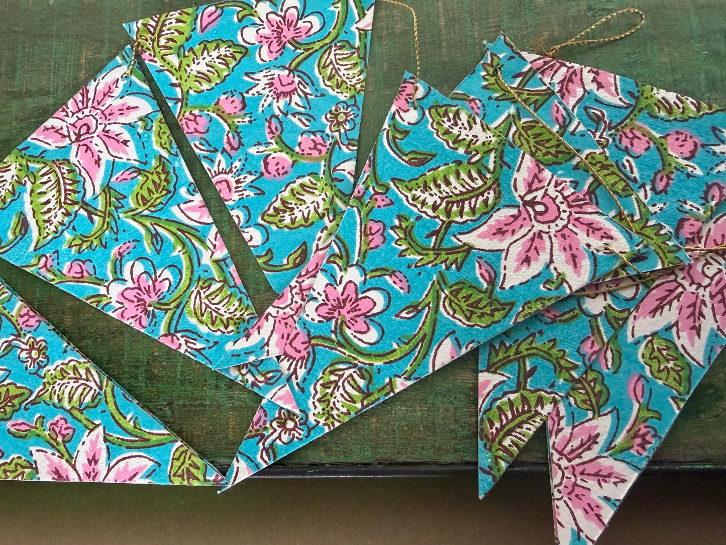Recycled bunting for the home, parties and weddings. Eco friendly bunting. Handmade party decorations. Flower bunting. Pretty party decor
