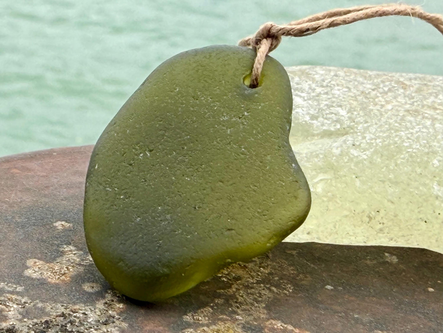 Large sea glass necklaces. Recycled necklaces, gift for him. Ethical jewellery. Sea glass pendant. Eco friendly necklace, green sea glass.
