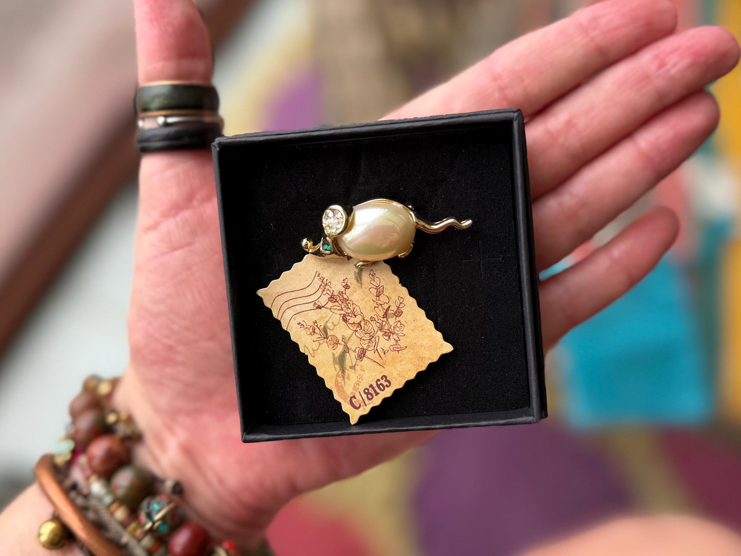 Mouse brooch, vintage brooch, vintage jewellery, retro jewellery, eco friendly gift for her, ethical jewellery, mouse jewellery