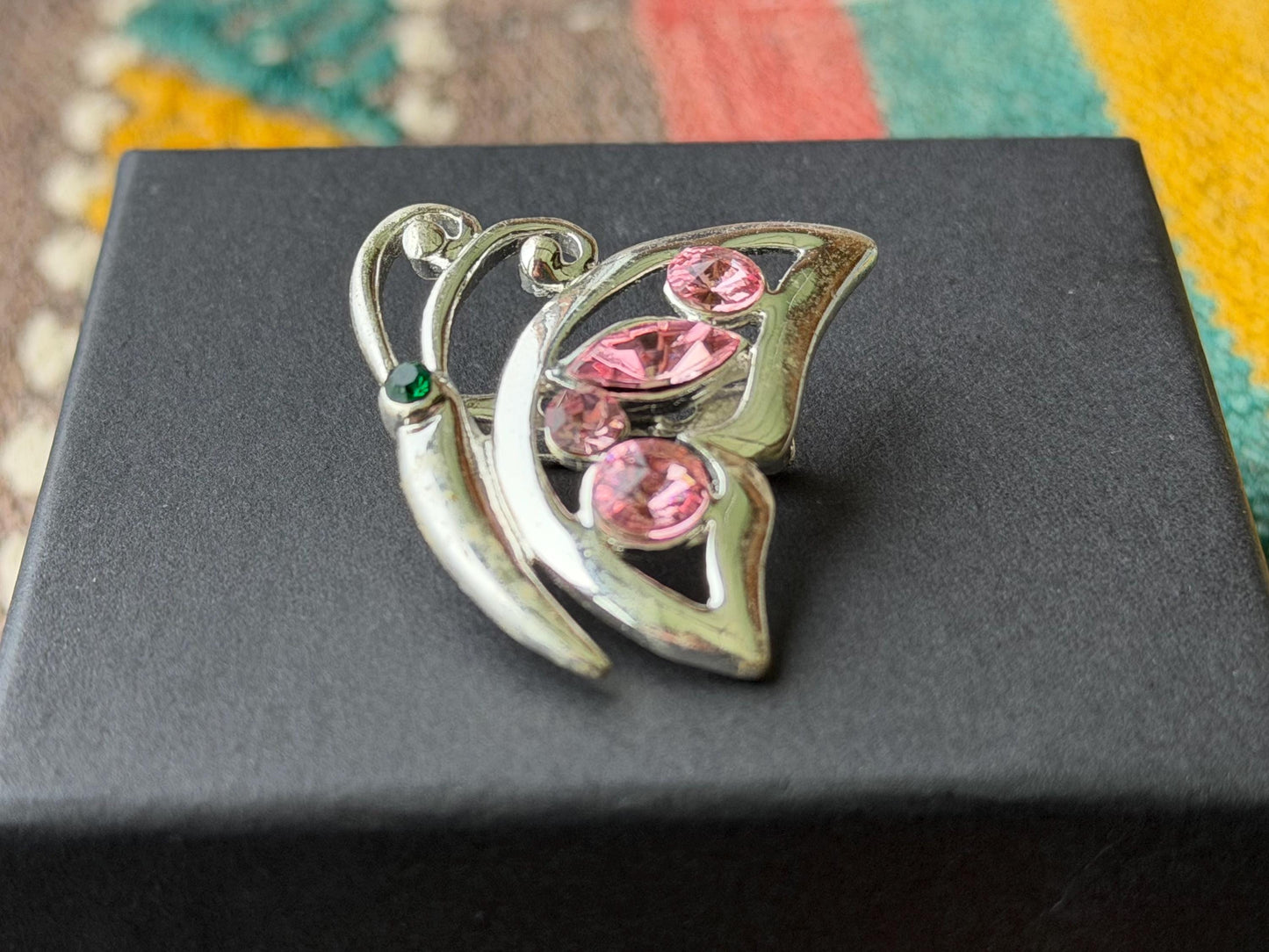 Pink butterfly brooch, vintage brooch, vintage jewellery, retro jewellery, eco friendly gift for her, ethical jewellery, butterfly jewellery