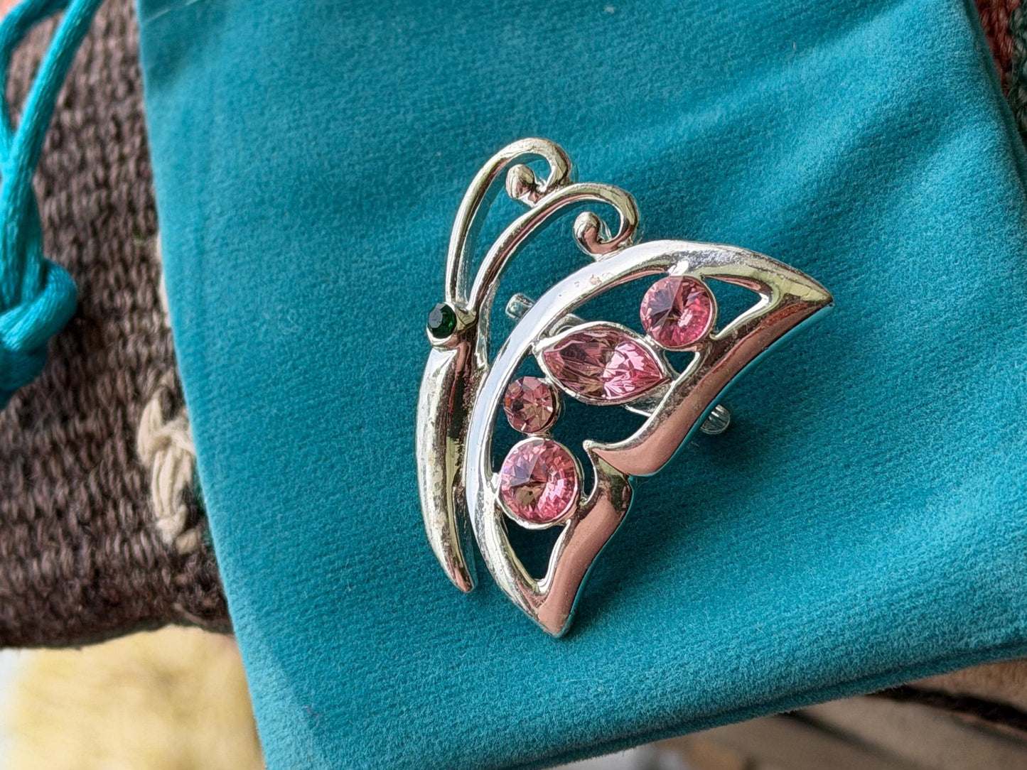 Pink butterfly brooch, vintage brooch, vintage jewellery, retro jewellery, eco friendly gift for her, ethical jewellery, butterfly jewellery