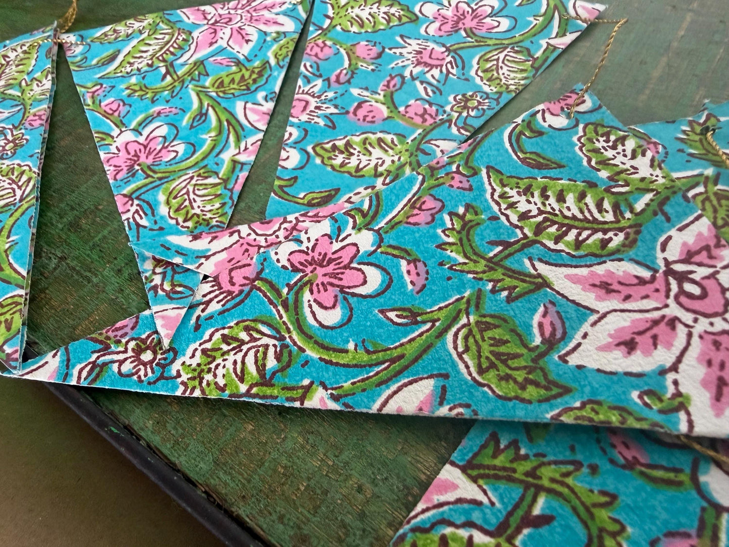 Recycled bunting for the home, parties and weddings. Eco friendly bunting. Handmade party decorations. Flower bunting. Pretty party decor