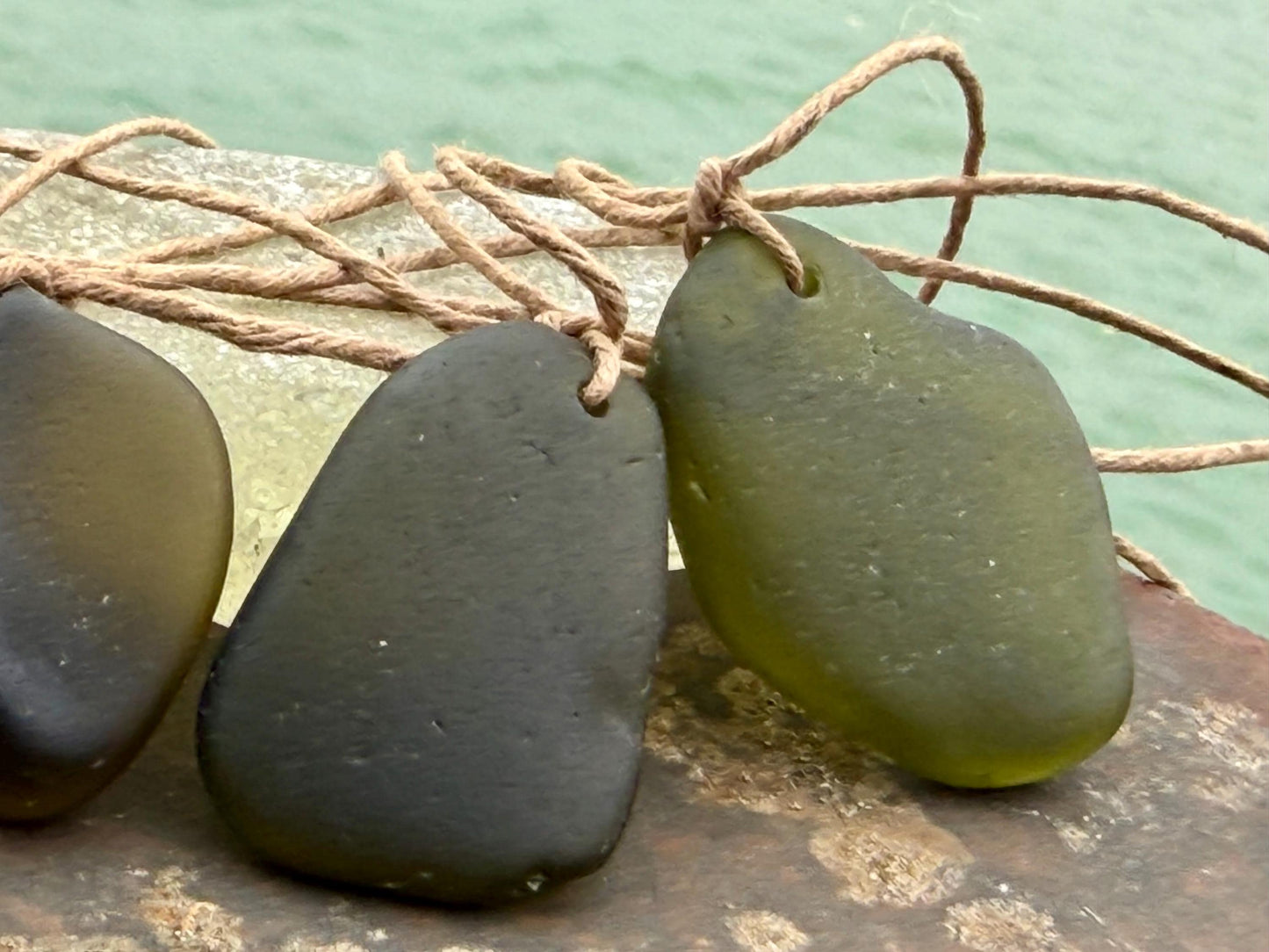 Large sea glass necklaces. Recycled necklaces, gift for him. Ethical jewellery. Sea glass pendant. Eco friendly necklace, green sea glass.