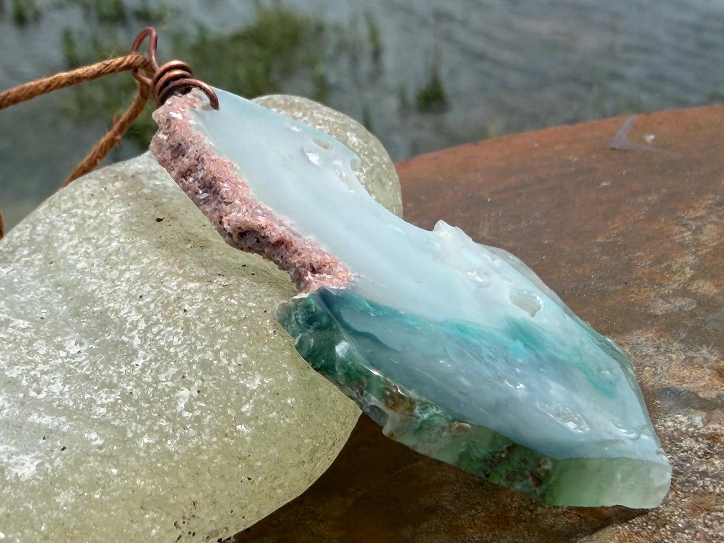 Moss agate necklace, moss agate pendant, large gemstone necklace, green gemstone, gift for gardener. Handmade necklace, boho gift for her