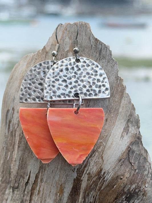 Trash earrings! Recycled plastics made into funky earrings. Eco friendly jewellery, ethical jewellery, ethical jewelry, handmade earrings