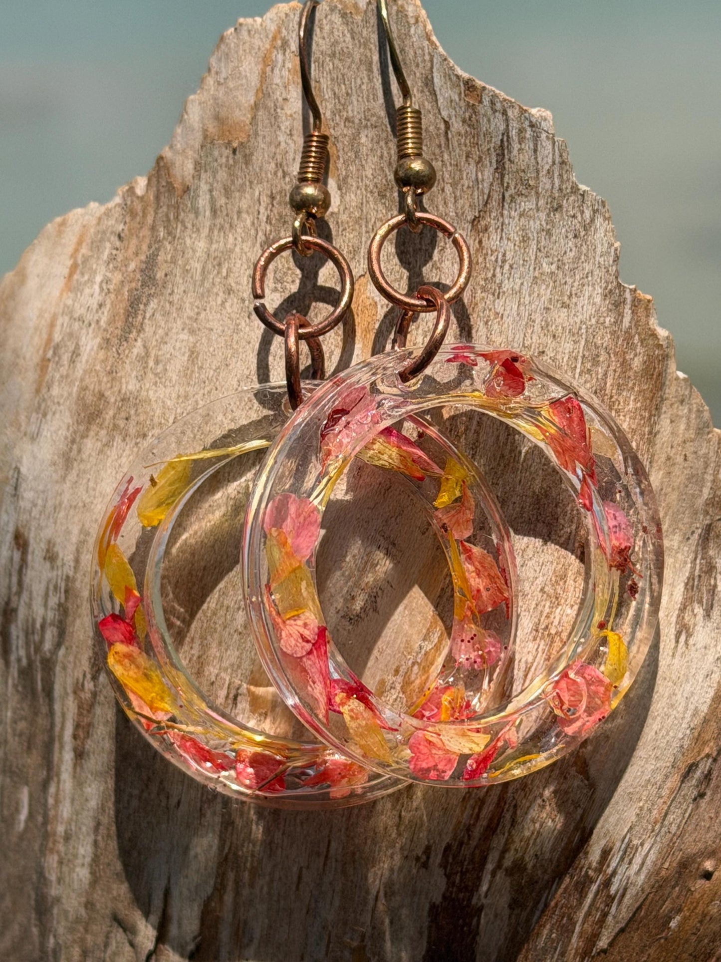Rose and chamomile flower earrings, homemade earrings, light earrings, boho earrings, unique earrings, handmade earrings, unique jewellery