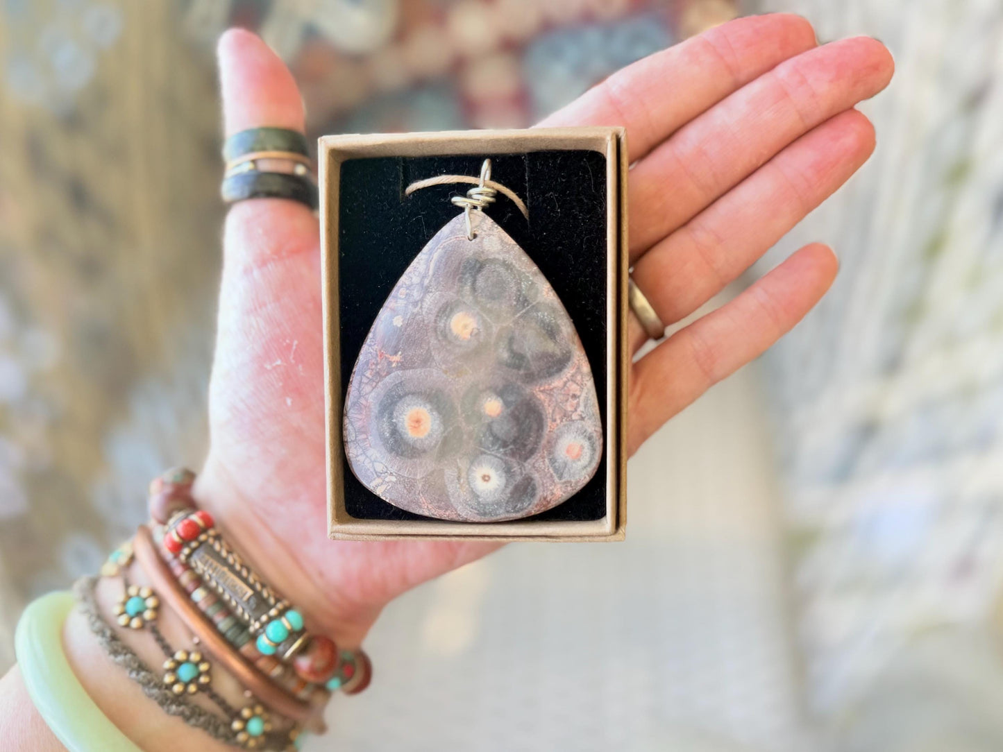 Ethically sourced leopardskin jasper necklace. Large! Handmade jewellery, gift for him, gift for her. Ethical jewellery. Unusual gemstone
