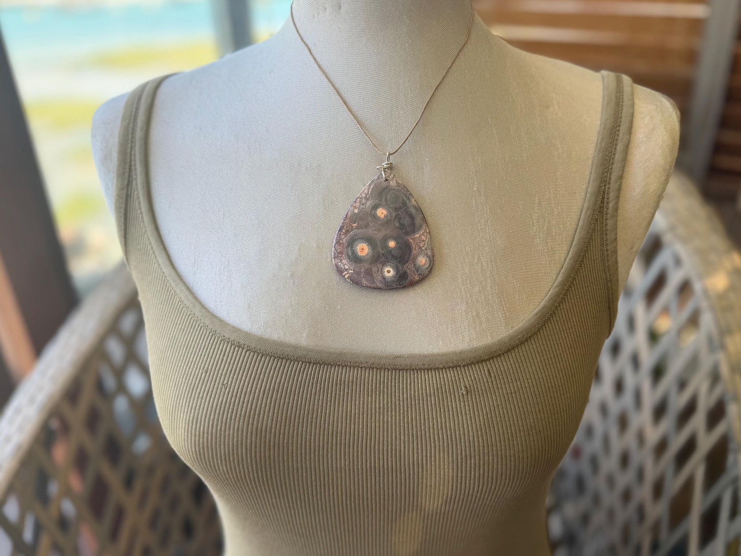 Ethically sourced leopardskin jasper necklace. Large! Handmade jewellery, gift for him, gift for her. Ethical jewellery. Unusual gemstone