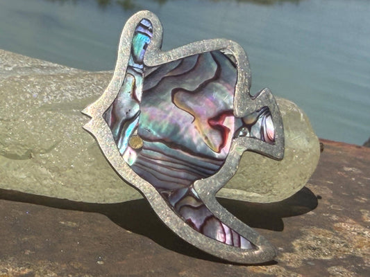 Vintage fish brooch. Stunning Abalone brooch. Eco friendly jewellery. Unusual ethical jewellery. Abalone jewellery. Unusual brooches.