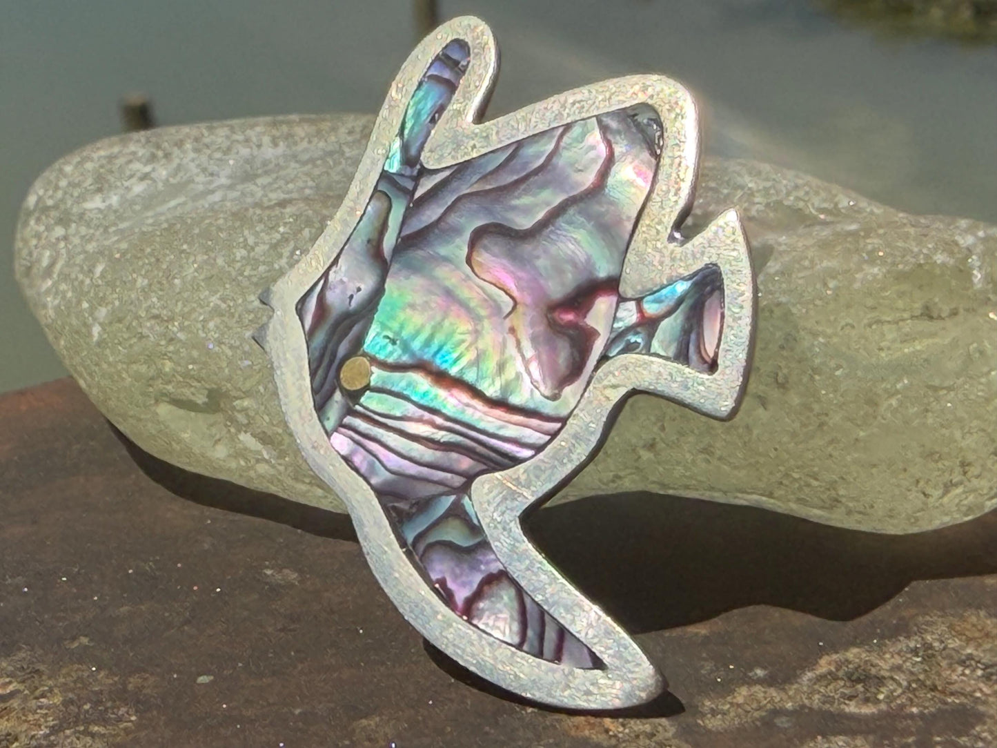 Vintage fish brooch. Stunning Abalone brooch. Eco friendly jewellery. Unusual ethical jewellery. Abalone jewellery. Unusual brooches.