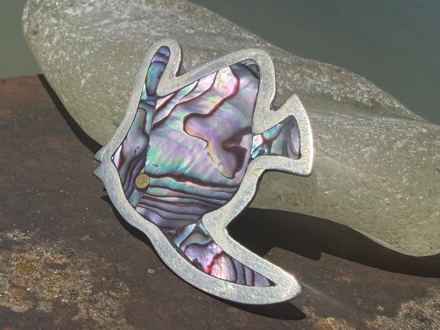 Vintage fish brooch. Stunning Abalone brooch. Eco friendly jewellery. Unusual ethical jewellery. Abalone jewellery. Unusual brooches.