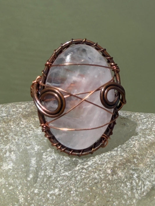 Ethically sourced rose quartz ring. Unique gift for her, romantic gift, pink gemstone ring, ethical jewellery, handmade ring, boho ring