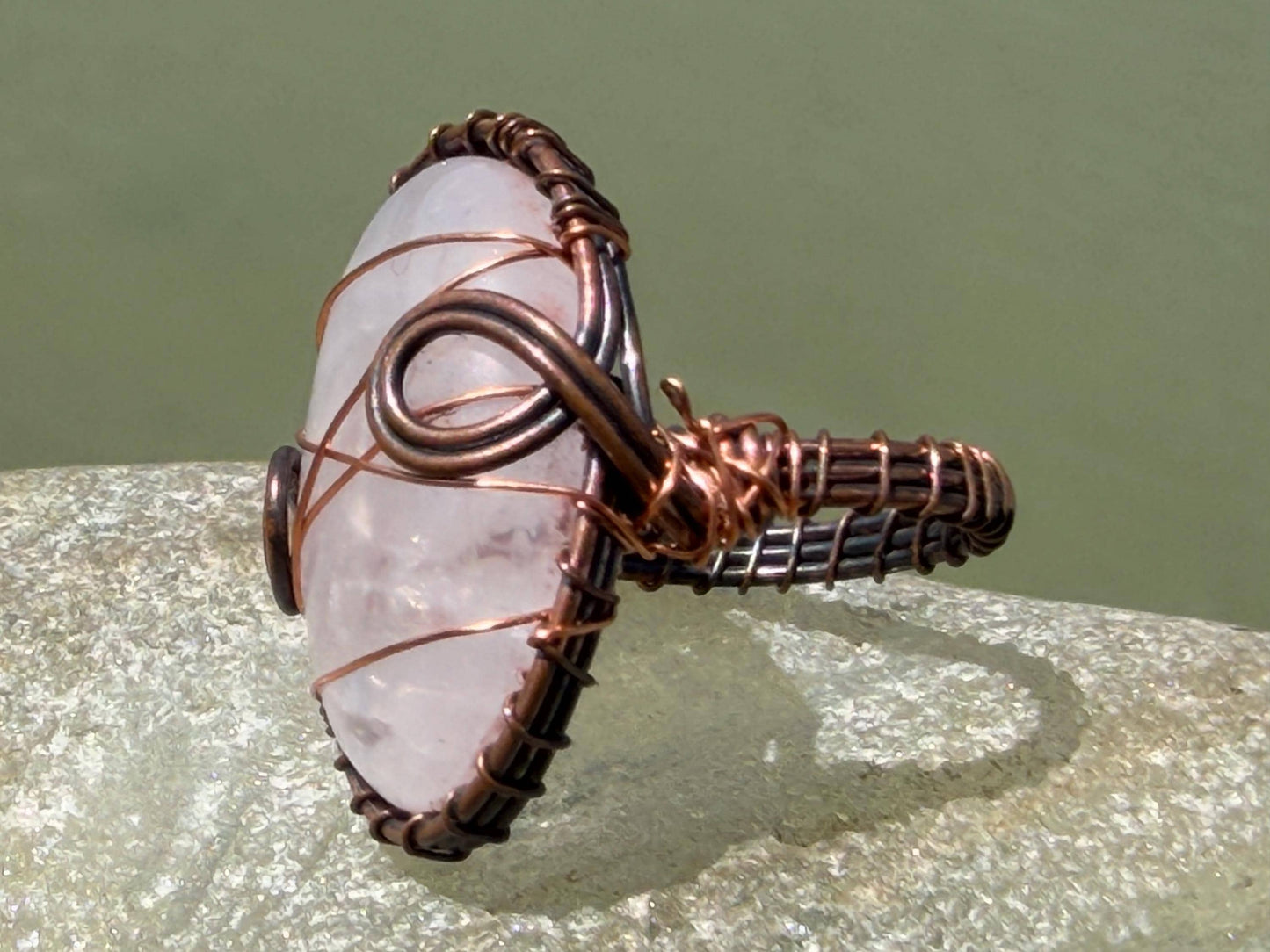 Ethically sourced rose quartz ring. Unique gift for her, romantic gift, pink gemstone ring, ethical jewellery, handmade ring, boho ring