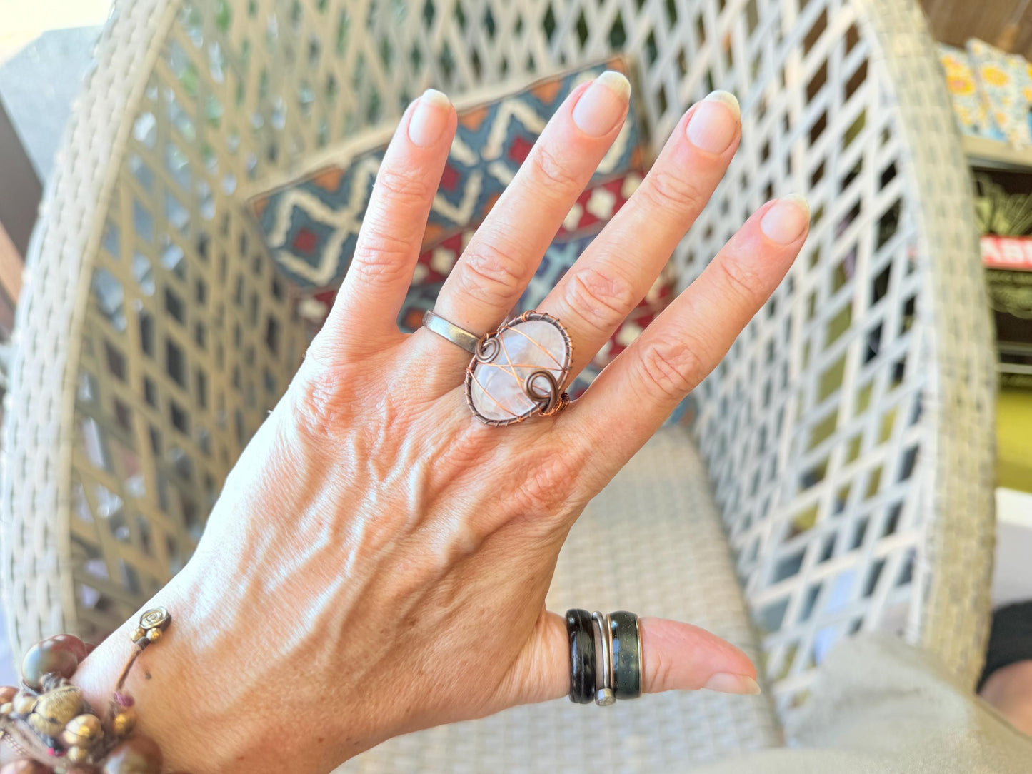 Ethically sourced rose quartz ring. Unique gift for her, romantic gift, pink gemstone ring, ethical jewellery, handmade ring, boho ring