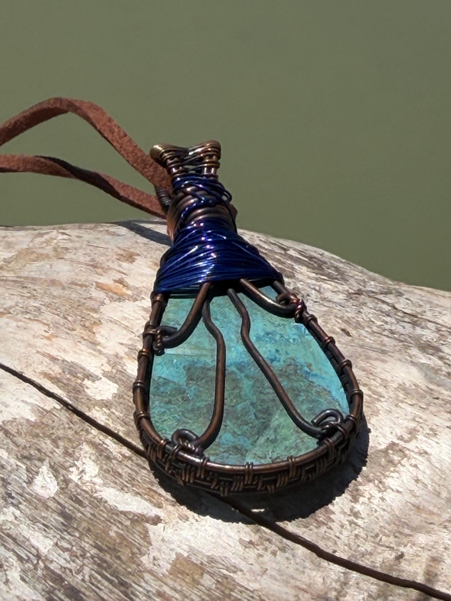 Chrysocolla Malachite necklace, ethical jewellery, bohemian necklace, unusual jewellery, Chrysocolla pendant, blue gemstone necklace