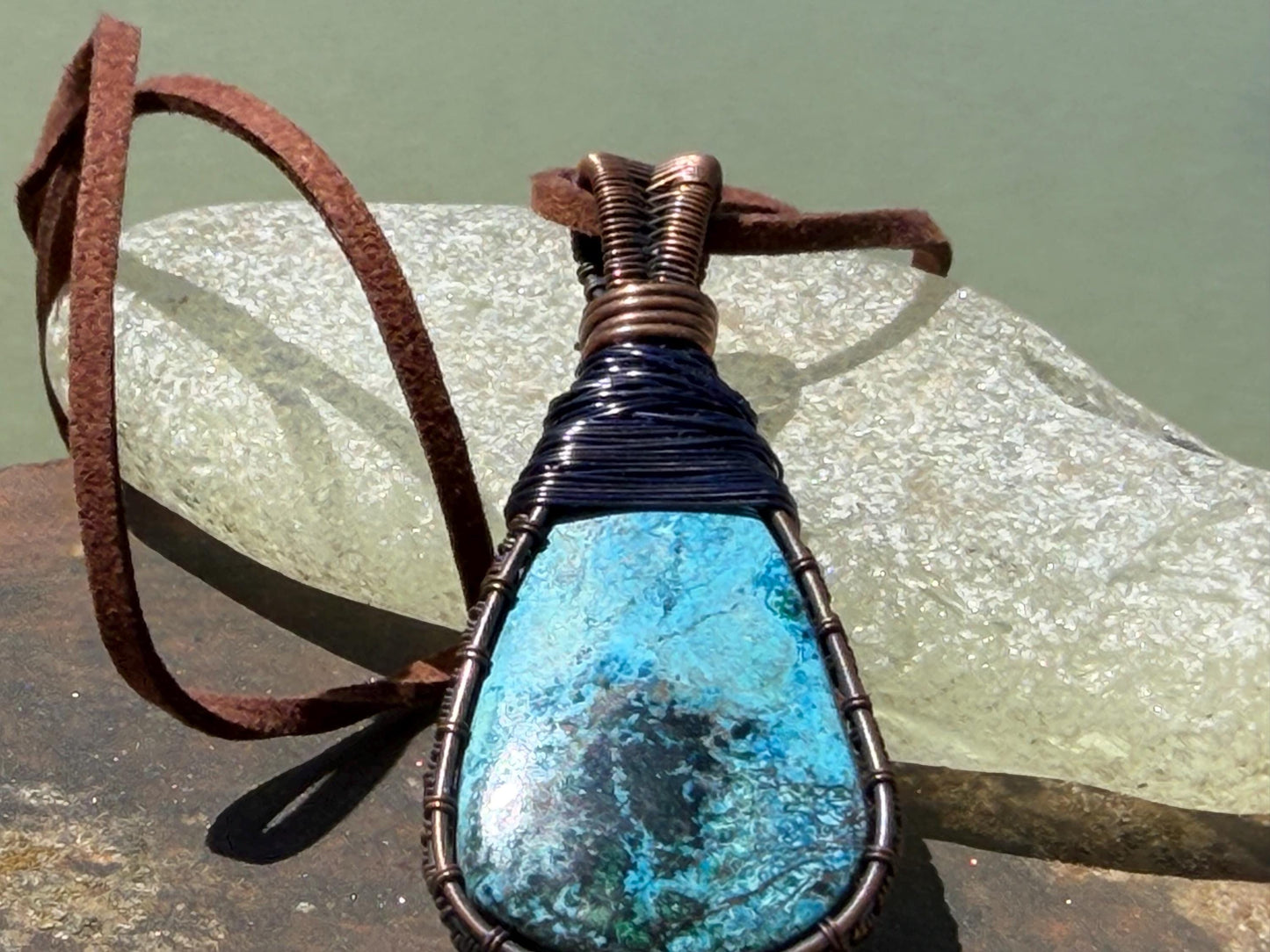 Chrysocolla Malachite necklace, ethical jewellery, bohemian necklace, unusual jewellery, Chrysocolla pendant, blue gemstone necklace
