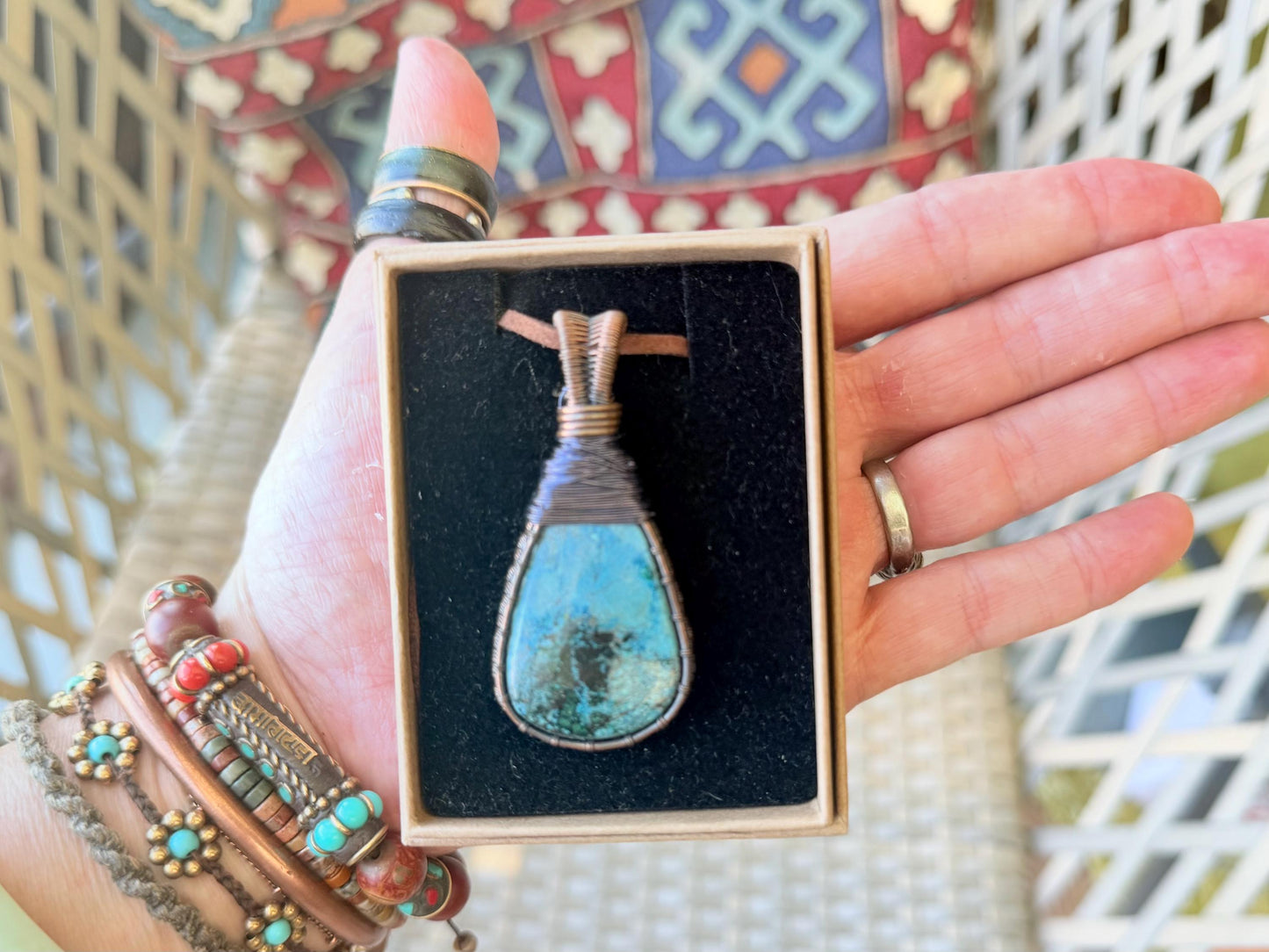 Chrysocolla Malachite necklace, ethical jewellery, bohemian necklace, unusual jewellery, Chrysocolla pendant, blue gemstone necklace